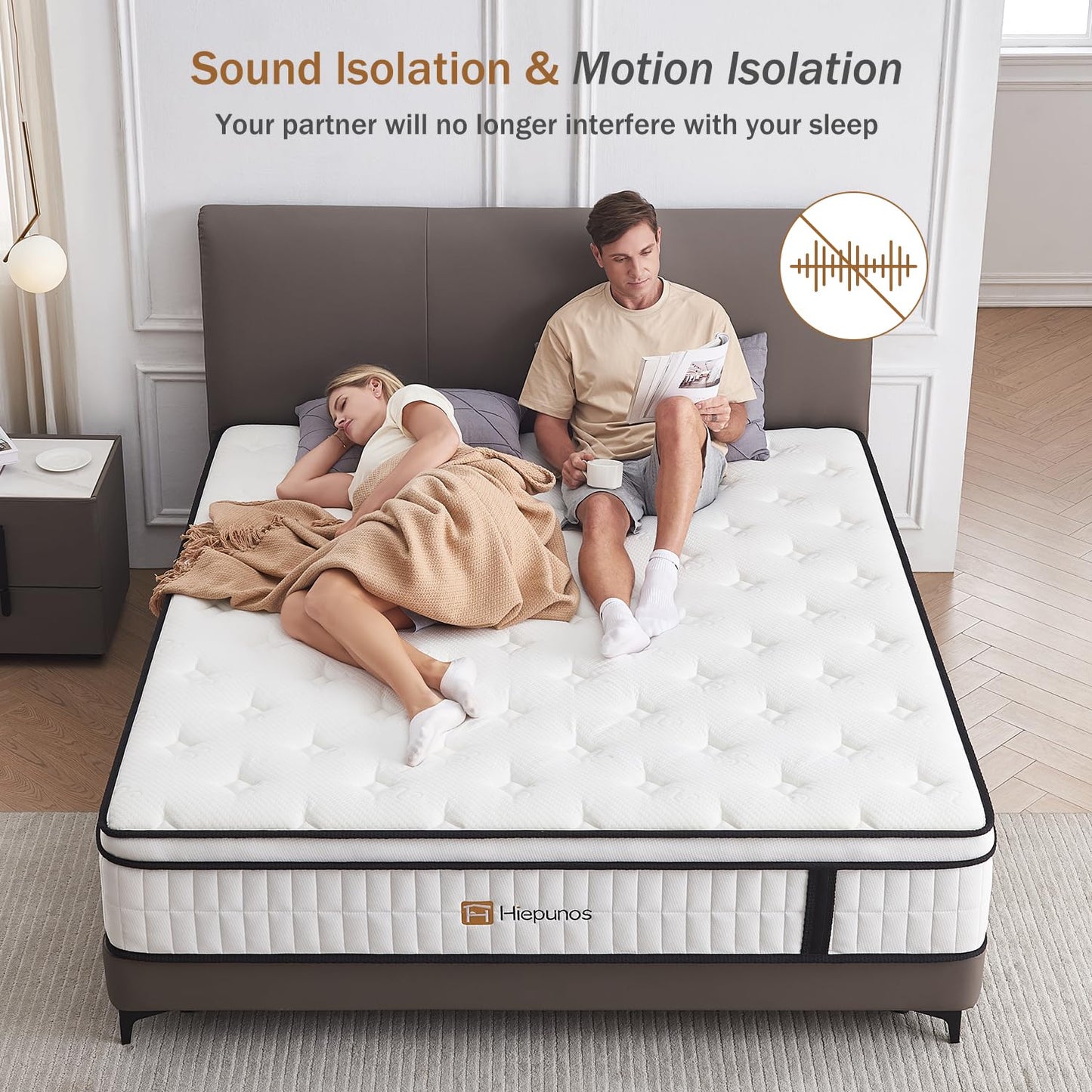 Hiepunos 3FT Single Mattress, 10.2 INCH Single Memory Foam Mattress, 9-Zone Pocket Sprung Medium Firm