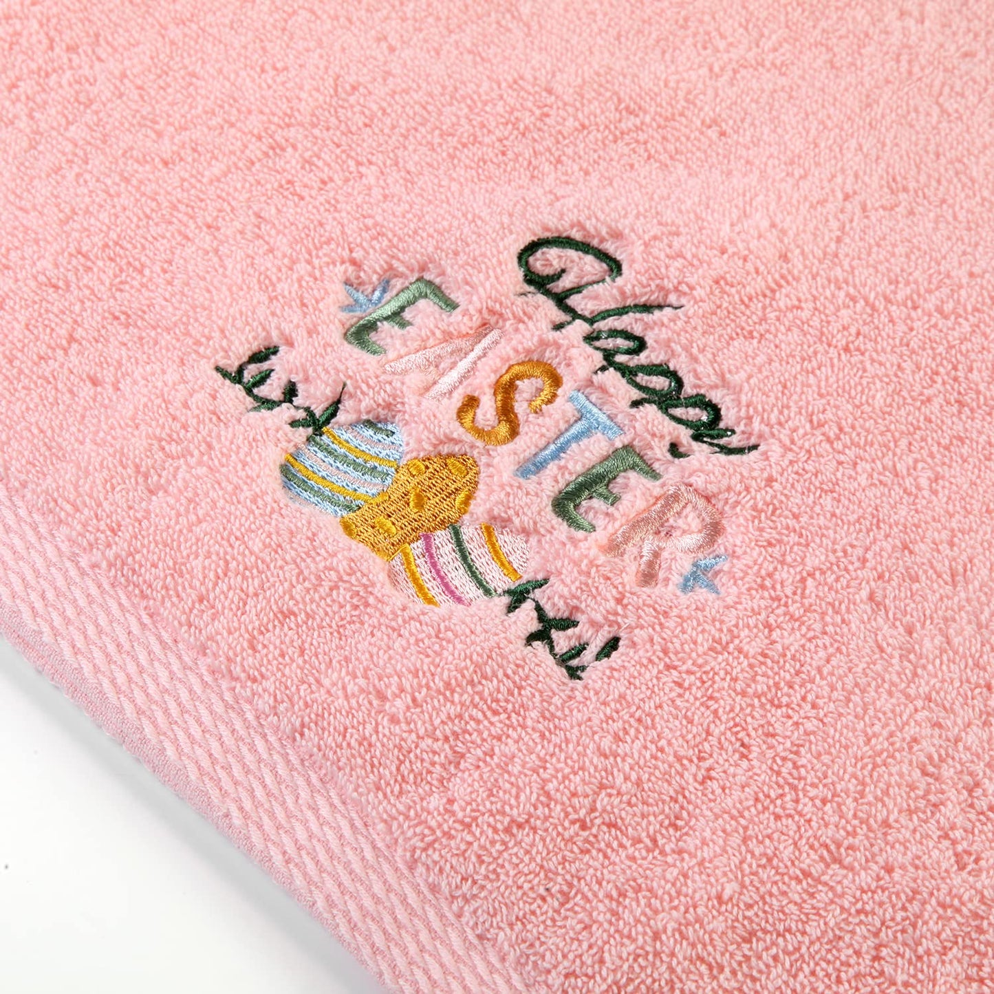 Quera 2 Pack Easter Hand Towels 100% Cotton Embroidered Premium Luxury Decor Bathroom Decorative Dish Towels Set for Drying, Cleaning, Cooking
