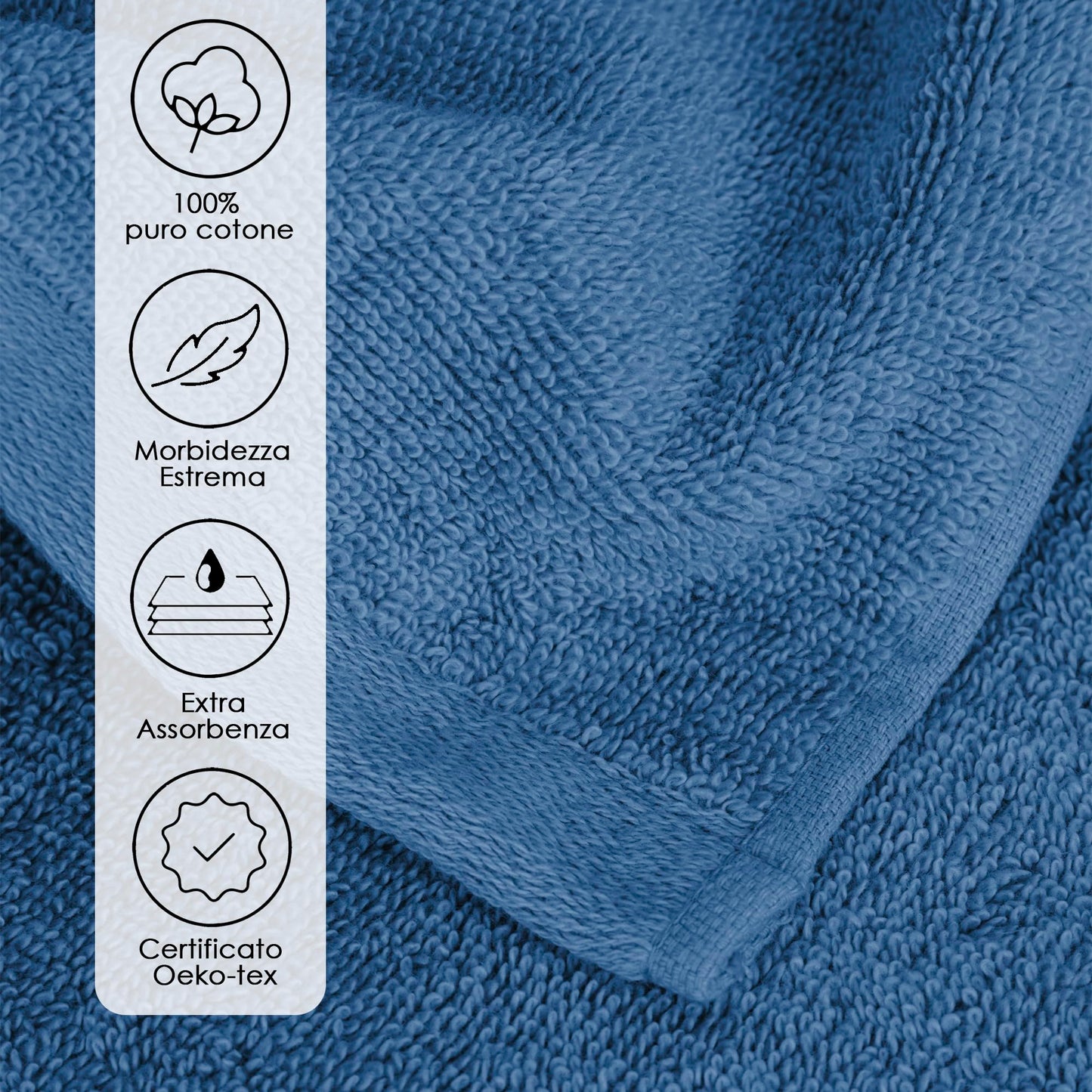Ruggeri, Set 2 Bath Towels 70x140 cm, Cotton, Blue