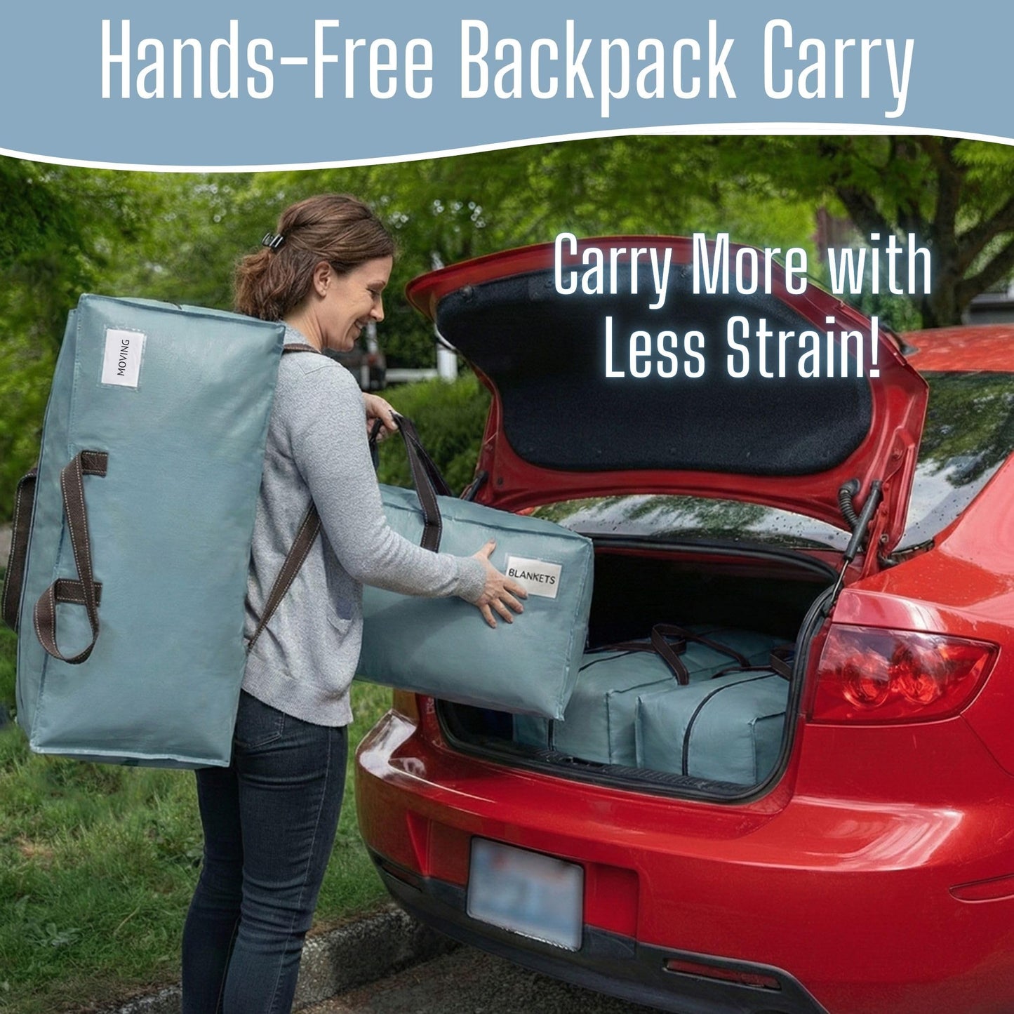 VENO 4 Pack Heavy-Duty Extra Large Moving Bags W/Backpack Straps, Moving House Essentials, Clothes Storage, Packing, Laundry Bags