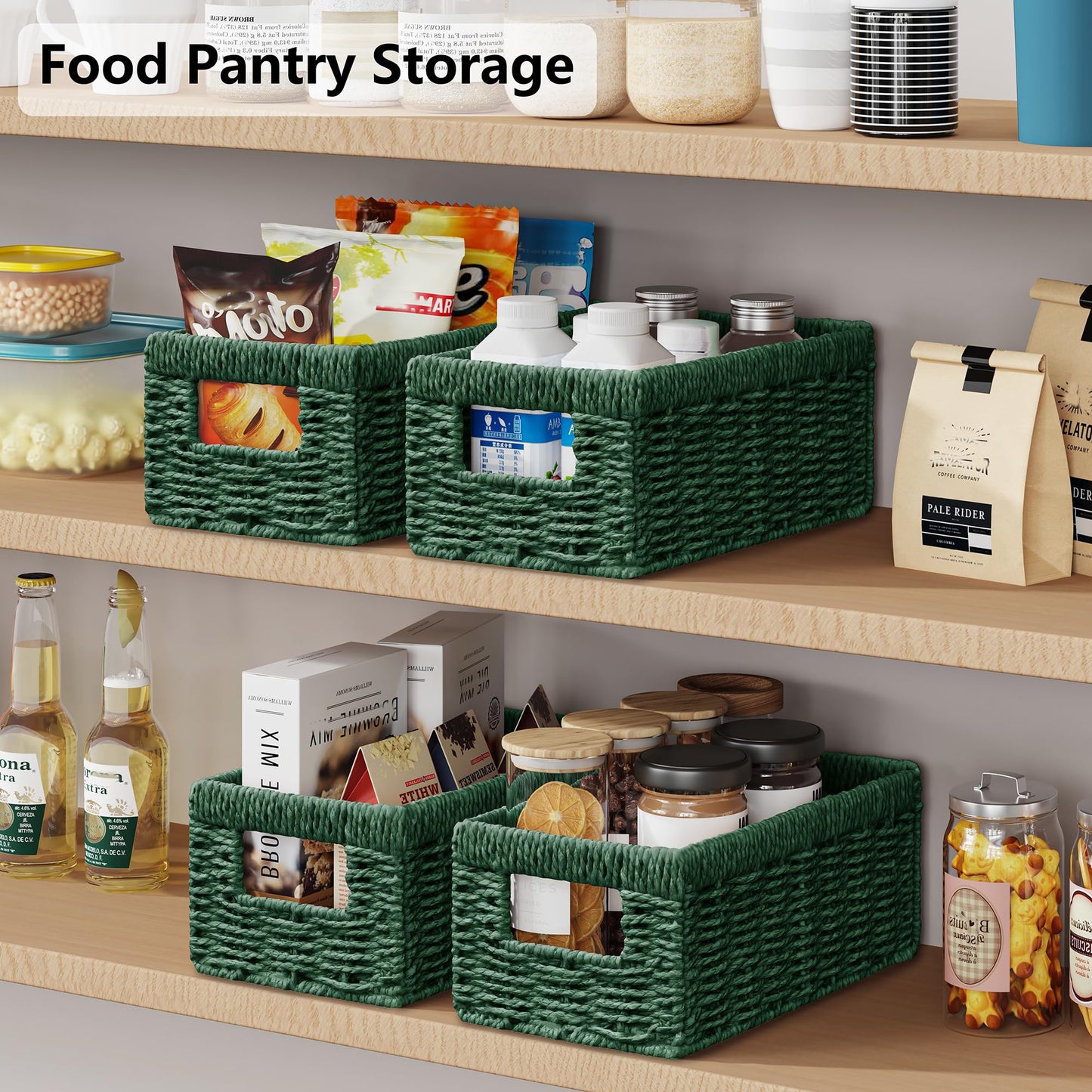 Vagusicc Wicker Storage Basket, Foldable Storage Cubes Organizer Bins, Handwoven Storage Baskets for Shelves Closet Office Bathroom