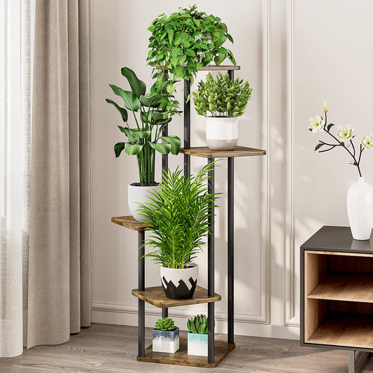 AZERPIAN Plant Stand 5 Tier Indoor Metal Flower Shelf for Multiple Plants Corner Tall Flower Holders for Patio Garden Living Room Balcony Bedroom,