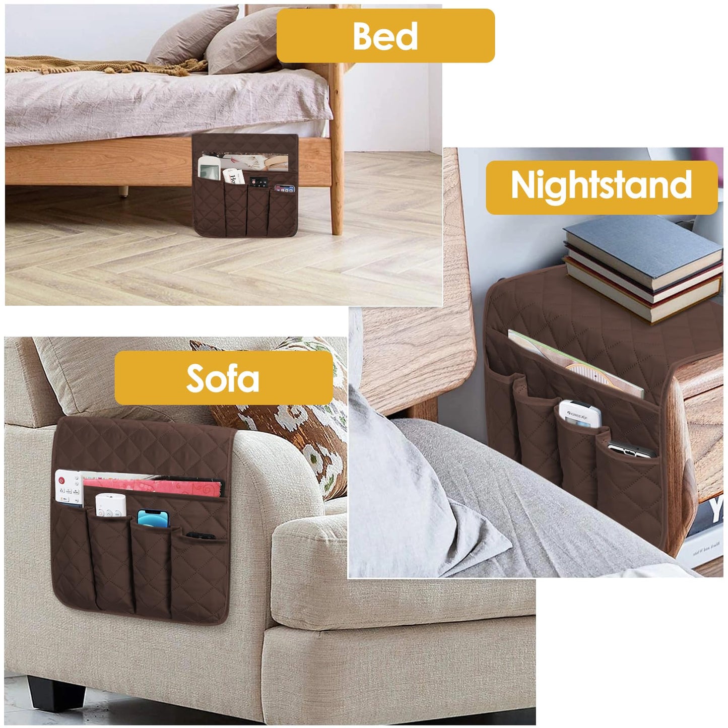 YancLife Sofa Armrest Organizer, Sofa Couch Waterproof Chair Armrest Durable Soft Caddy Organizer Holder for Phone, Cellphone, Book, Magazines
