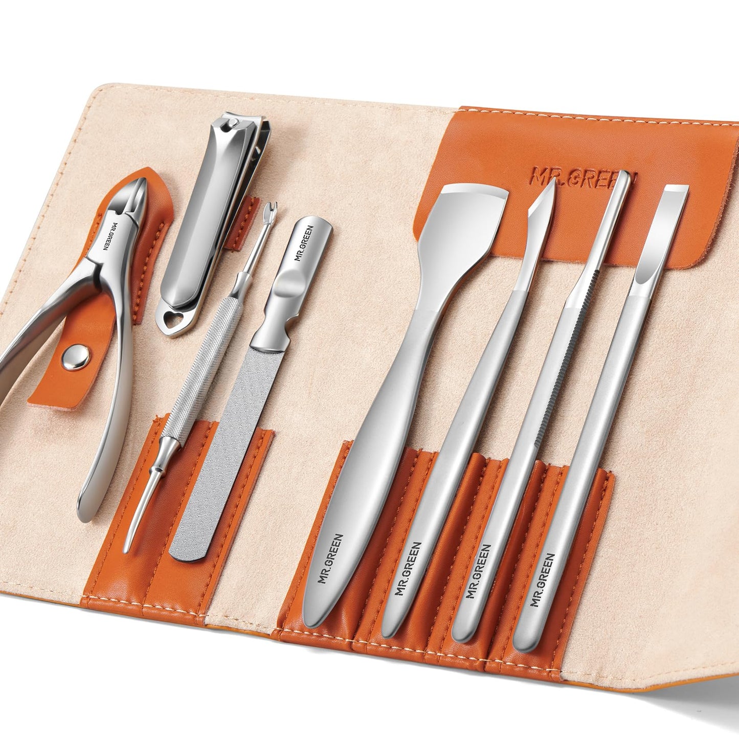 MR.GREEN Pedicure Knife Set Professional Ingrown Toenail Clippers Foot Care Tools Stainless Steel Nail Cuticle Nippers Remover Kits (8Pcs Set)