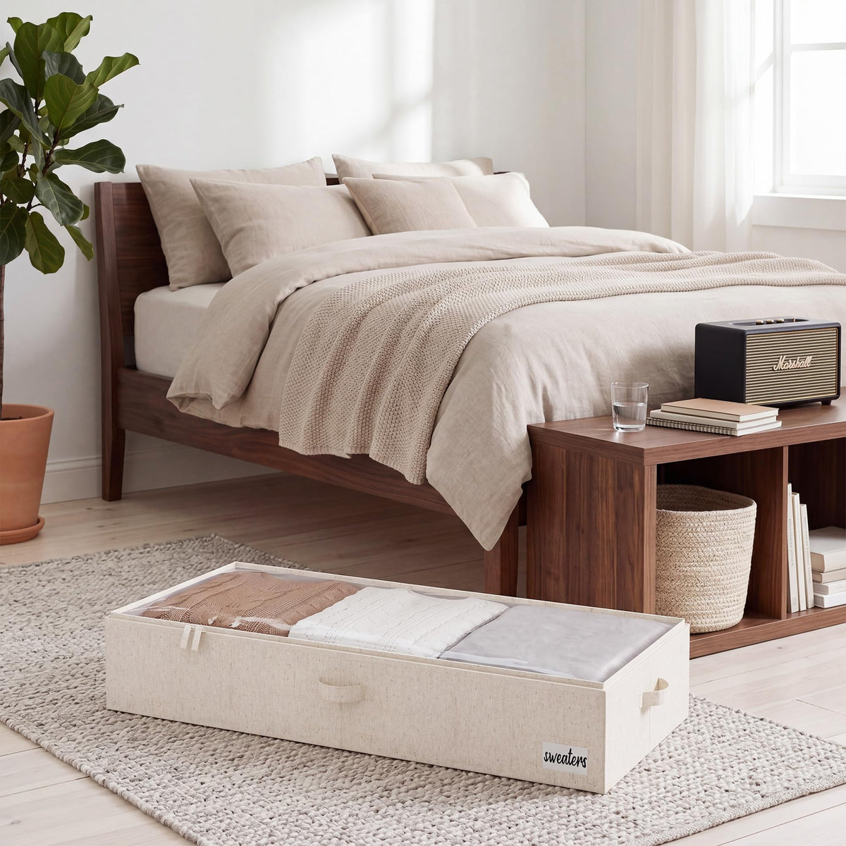 StorageWorks Underbed Storage Boxes with Lids, Large Under Bed Storage Box Containers for Bedroom Accessories Organising Clothes Bedding