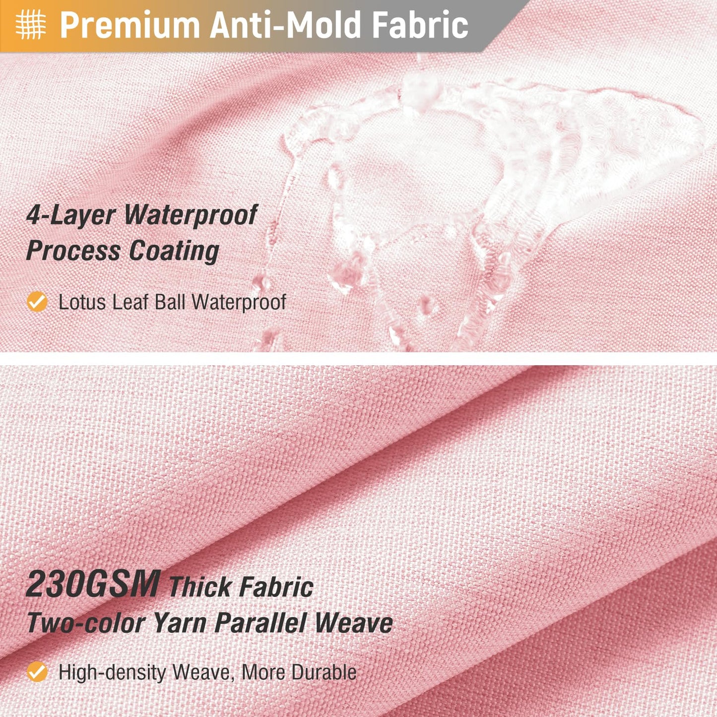 BTTN Extra Long Linen Look Shower Curtain, Waterproof, 182x244cm, Pink
