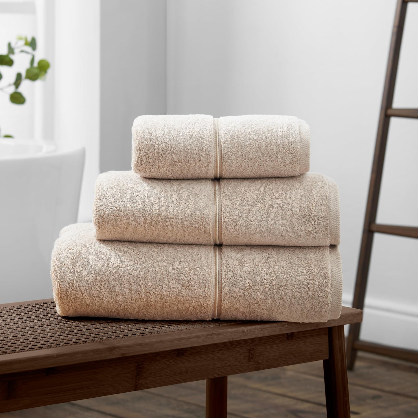 Bianca Zero Twist Satin Stitch Cotton 70x127cm Bath Towel Natural