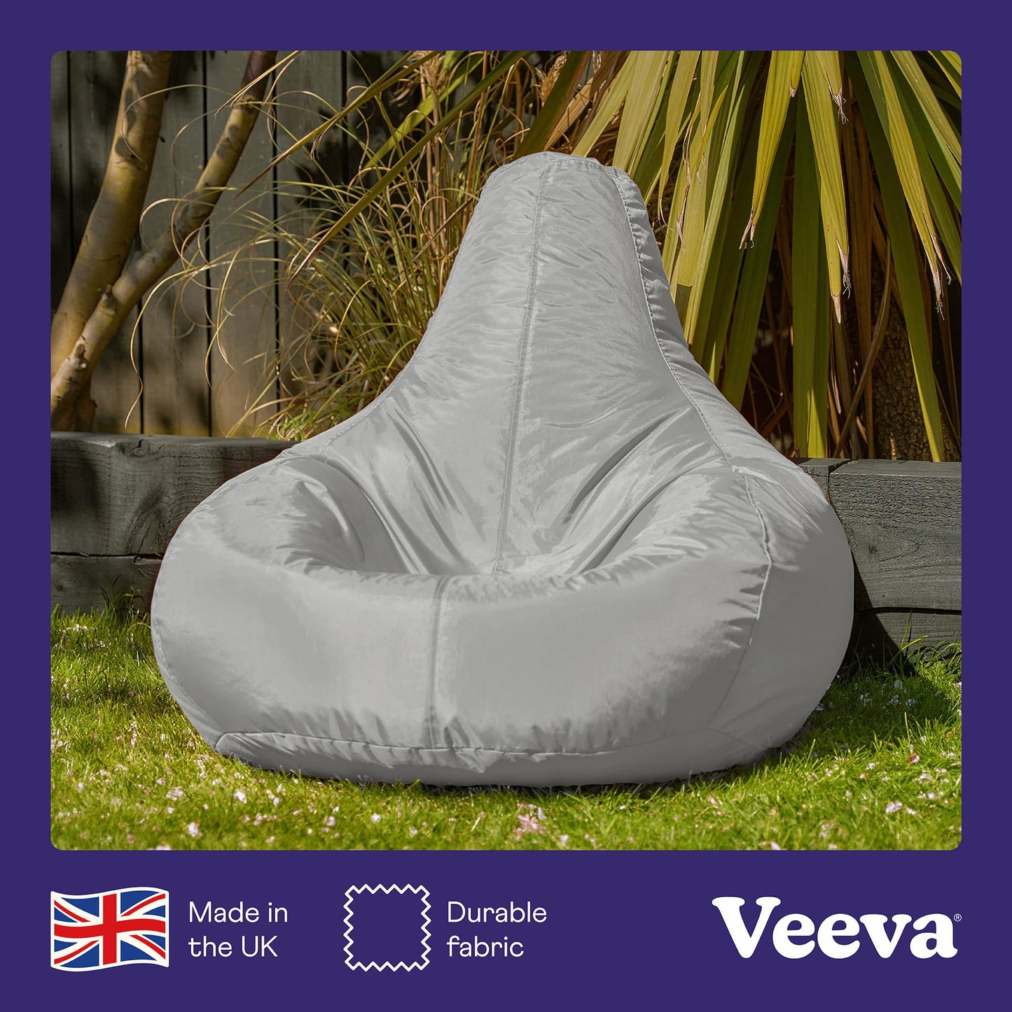 Bean Bag Bazaar Recliner Gaming Bean Bag Chair, Grey, Indoor Outdoor Water Resistant Fabric, Large Beanbag with Filling Included, Gaming Chair,