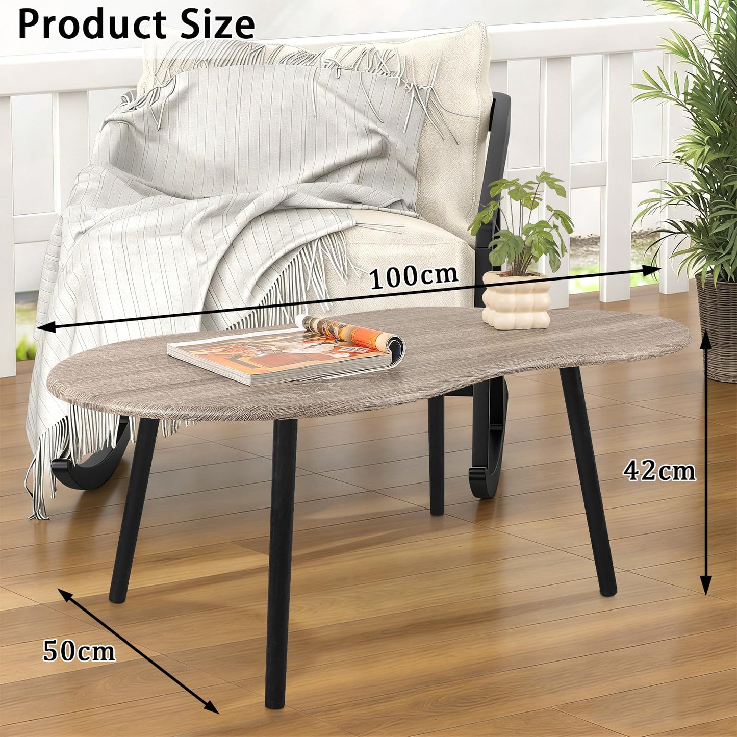 FEUFOAM Coffee Table Cloud Shaped Small Living Room Tables Farmhouse Rustic Coffee Tables Wooden Irregular Accent Center Table for Small Spaces Home