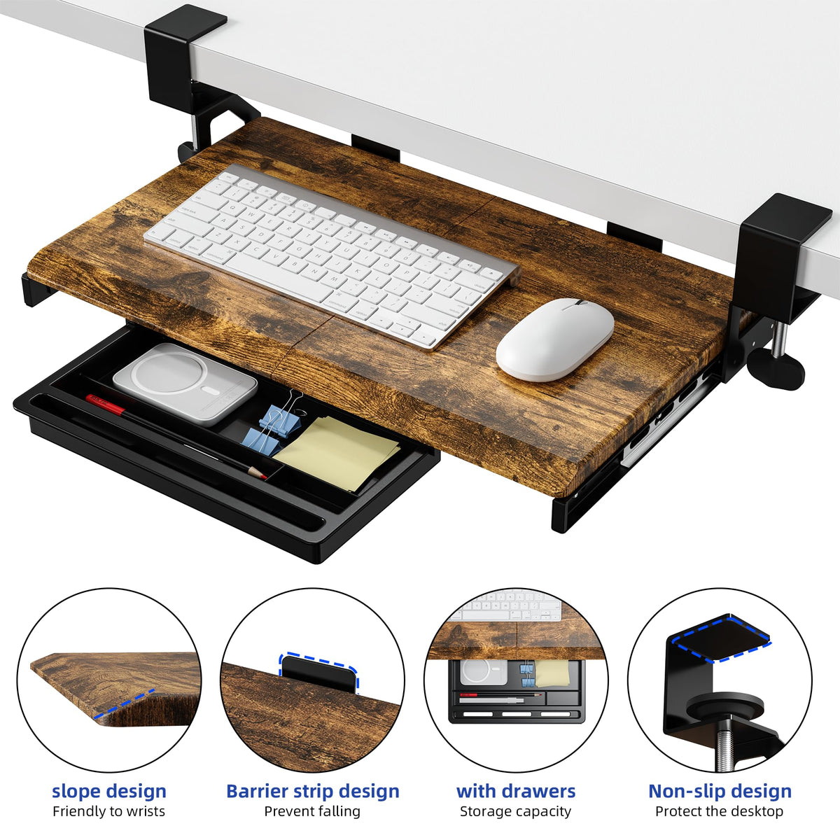 ETHU Small Under Desk Keyboard Tray 500x300mm