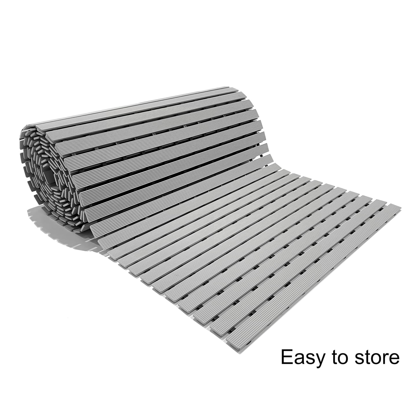 Nicoman Shower Mat Non-Slip Bath Drainage Matt Slatted Duckboard Design| GREY - (64x43cm / 25x17 inches)