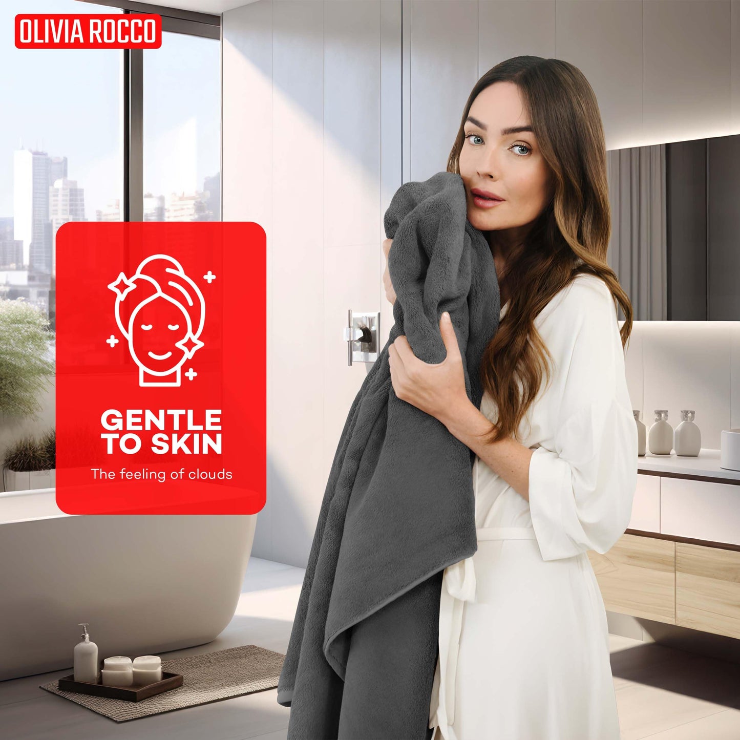 Olivia Rocco Monaco 3 Pack Bath Sheets Highly Absorbent Premium Quality 100% Cotton Large Towel Set Extra Soft Quick Dry Large Towels Bath Sheet 500
