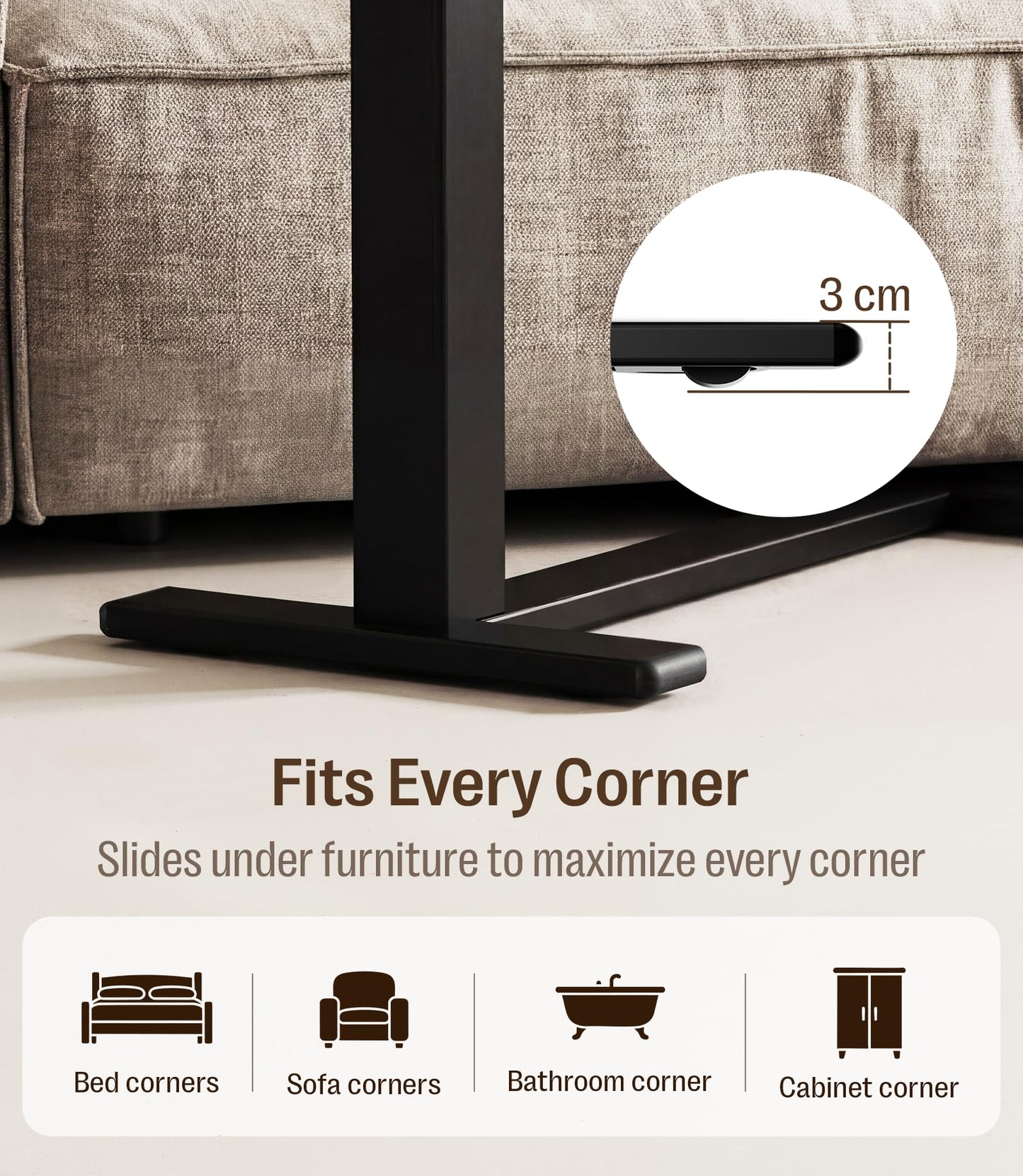 MAIDeSITe Fit Dual Overbed Table with Wheels, C-Shape Bedside Table