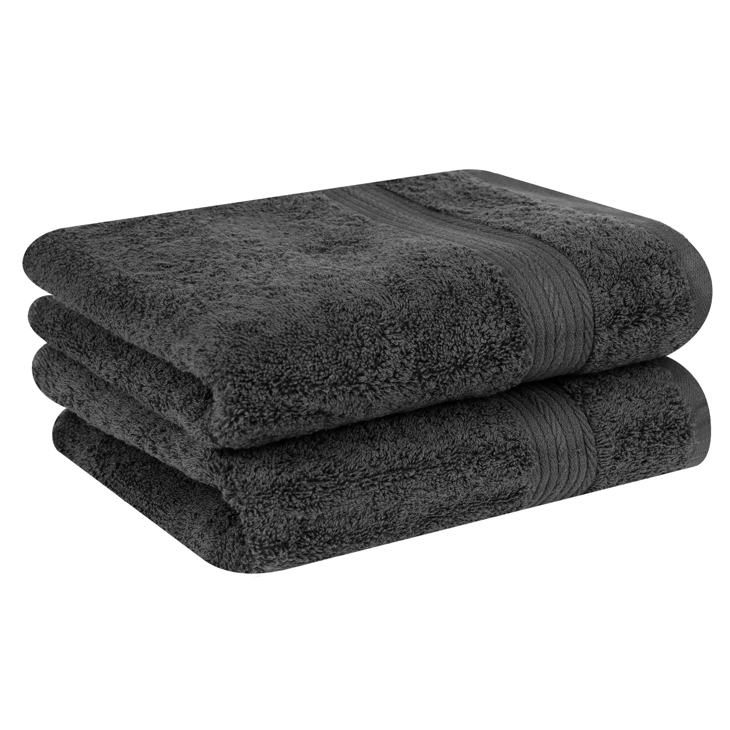 Ample Decor Hand Towel Set of 2 – 46 x 72 cm, 400 GSM, 100% Cotton – Quick-Drying, Super Absorbent – Ideal for Bathroom, Gym, Spa – Grey
