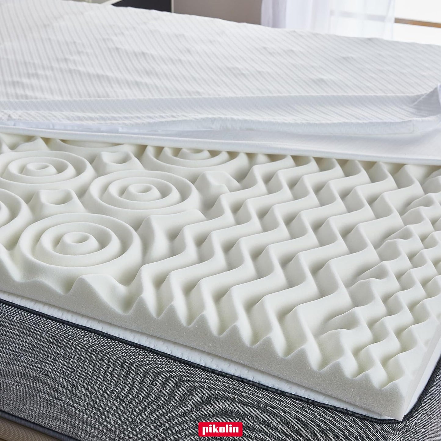 Pikolin Home Visco Elastic Hotel Topper Multiple Zone Mattress Topper 7 cm Thickness for 160 cm Beds, Removable and Breathable