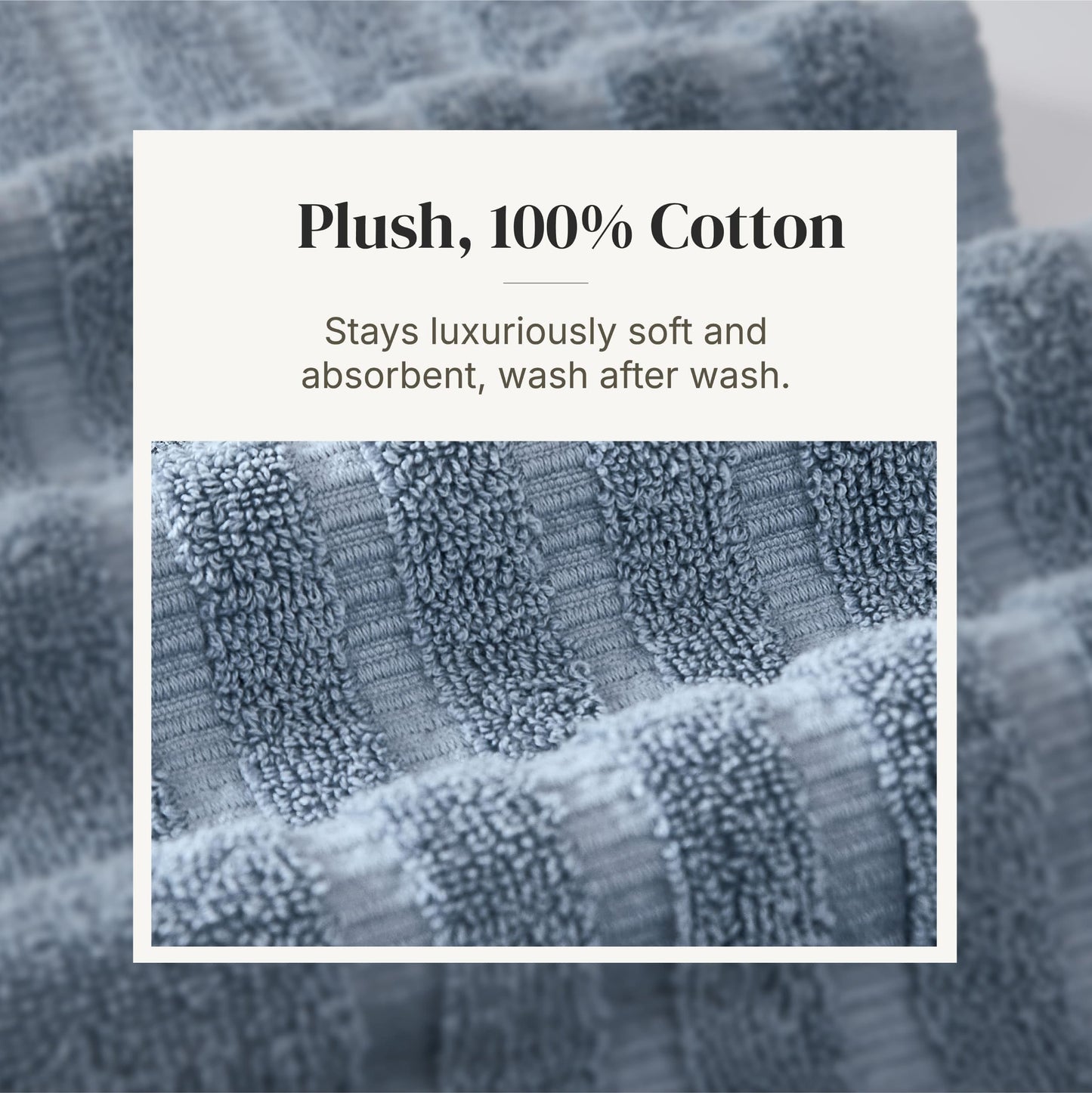 Pacific Coast Textiles 6 pc Yarn Dyed towel Organic Vines Cotton Blue,Single,40.6 x 25.4 x 12.7 cm