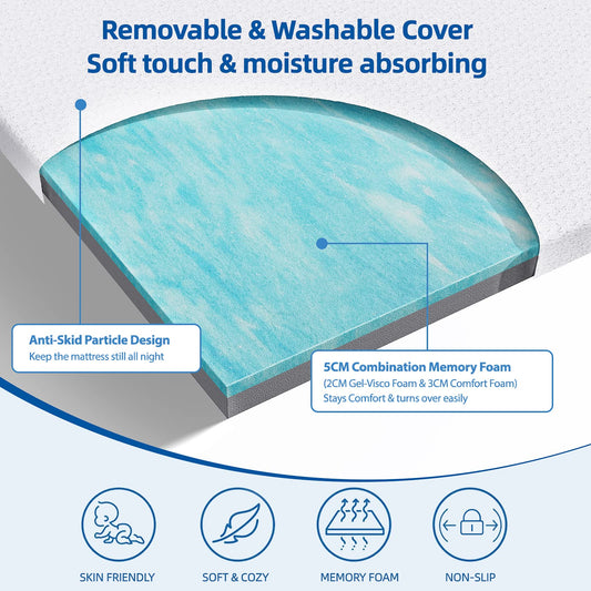 WOWTTRELAX Dual-Layer 2 Inch Memory Foam Mattress Topper, King Size with Anti-Mite & Breathable Knitting Cover, Cooling Mattress Topper for Back Pain