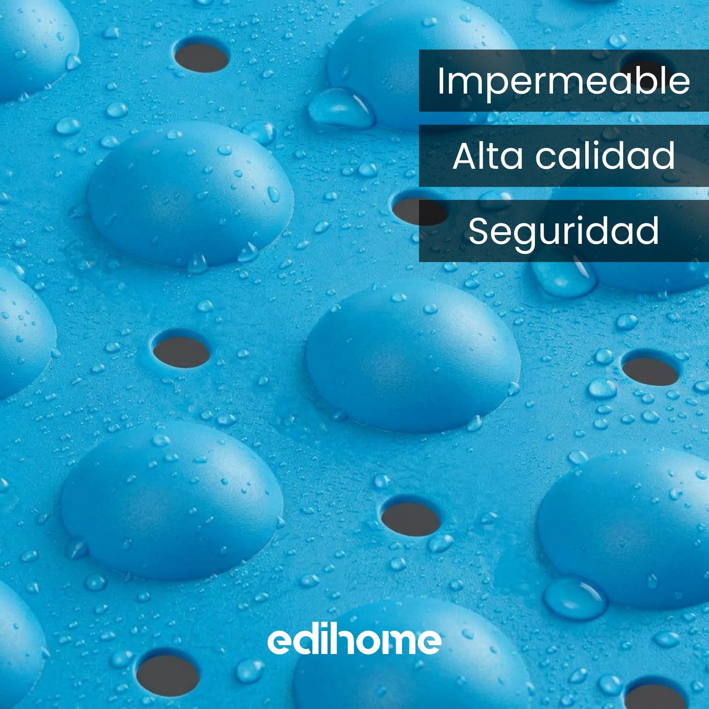 edihome, Non-Slip Bath Mat, 53 x 53 cm, Shower Mat, Shower Mat, Bubbles with Suction Cups, BPA-Free, Antibacterial, Mildew Resistant, Family Safety