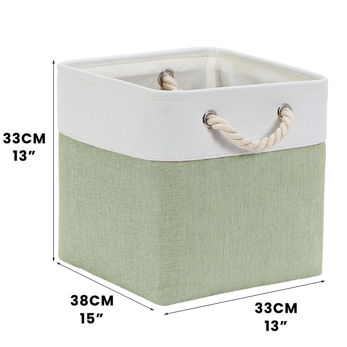 Mangata 33x38x33cm Cube Storage Boxes 3Pcs Green White Foldable Baskets