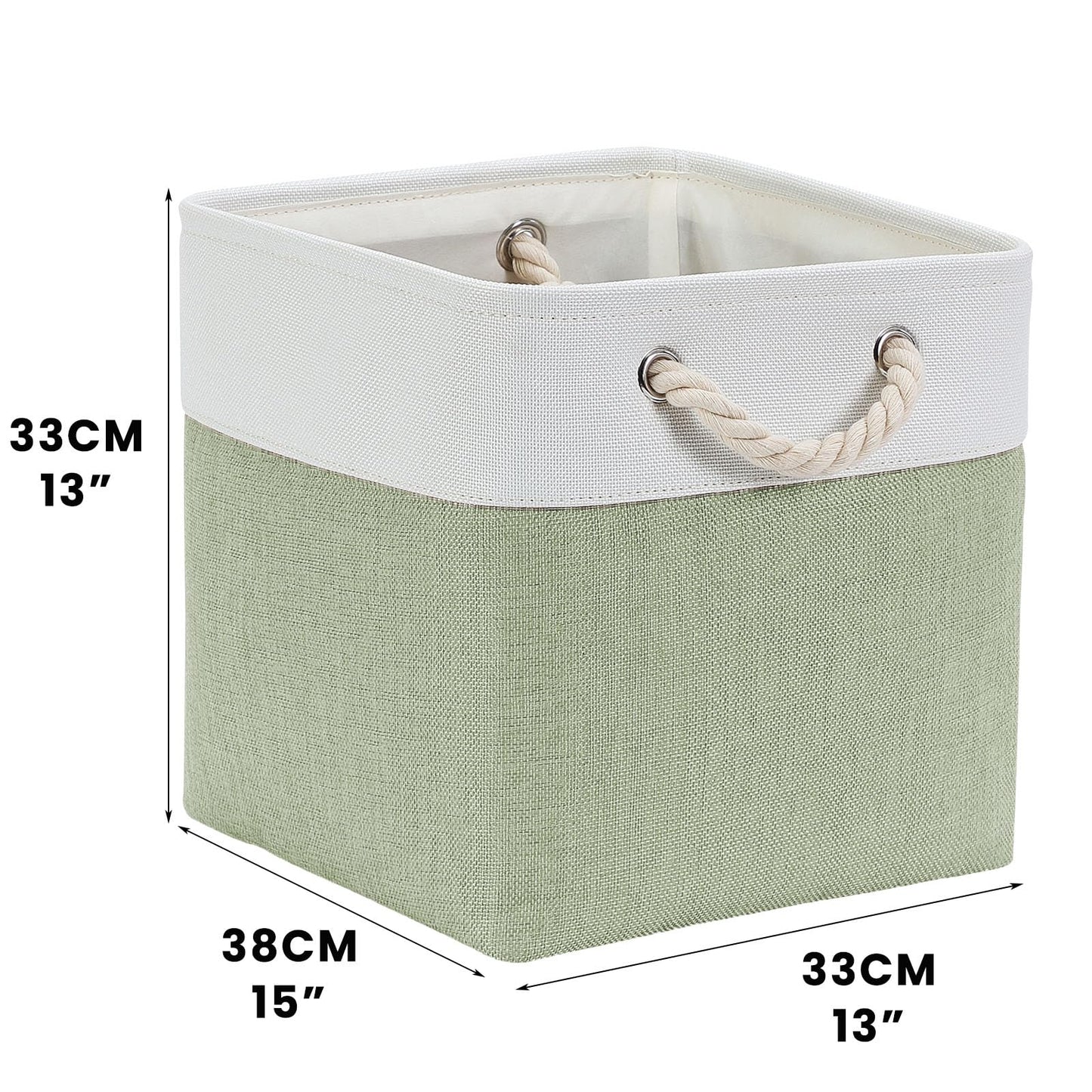 Mangata 33x38x33cm Cube Storage Boxes 3Pcs Green White Foldable Baskets
