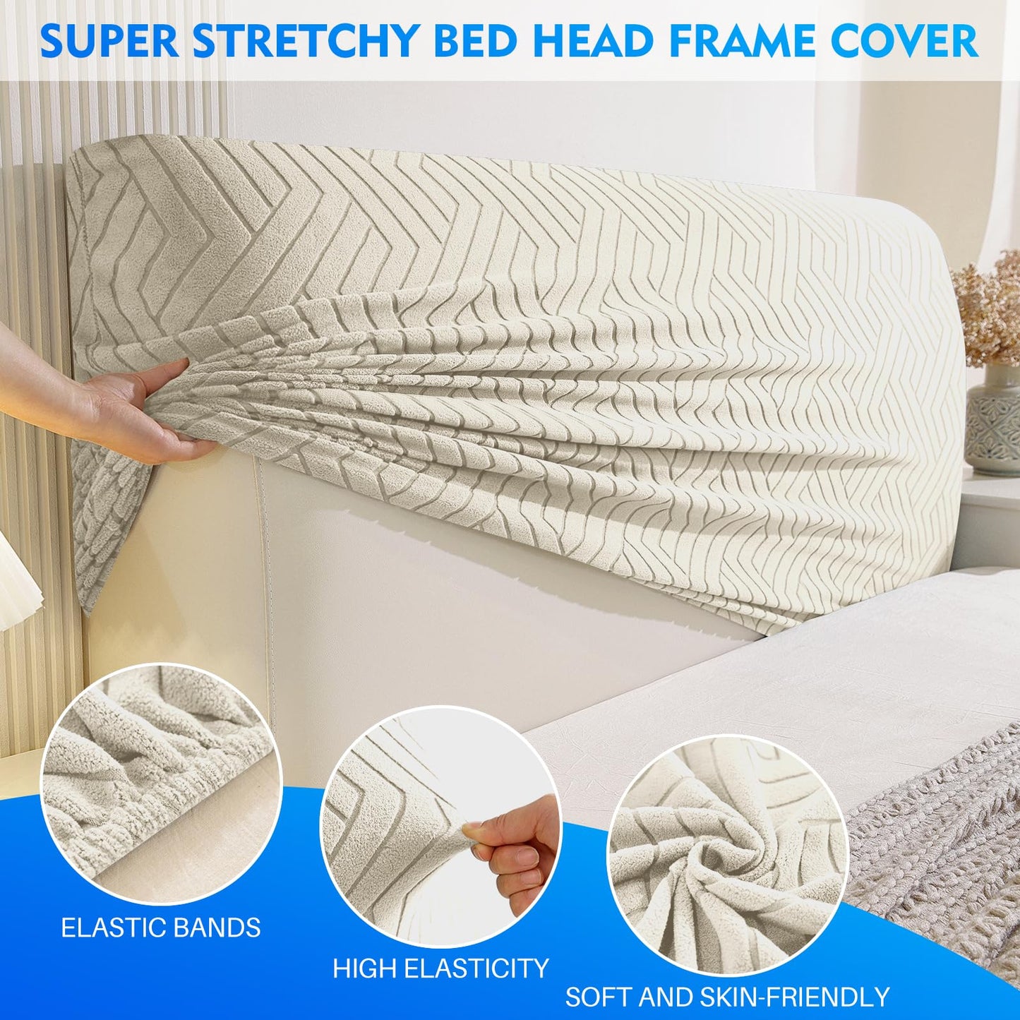 CYCMACO Elastic Headboard Cover, Double/Single Bed Headboard, Removable and Washable Dust Cover, Durable, Universal Headboard Cover Dustproof