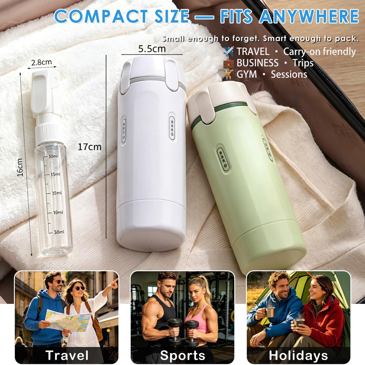 4 in 1 Travel Bottle Dispenser, 4 Pack 30ML Travel Shampoo Bottles, Leak Proof Refillable Travel Containers for Toiletries with Scale and Label