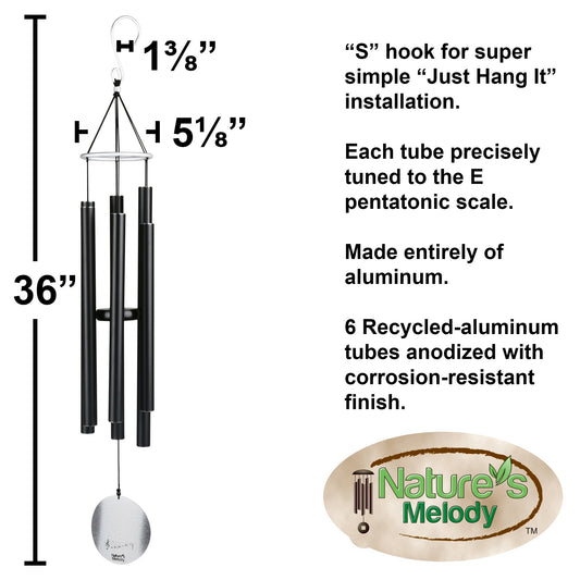 Nature's Melody AT36BK 36-inch Aureole Tunes Windchime - Black
