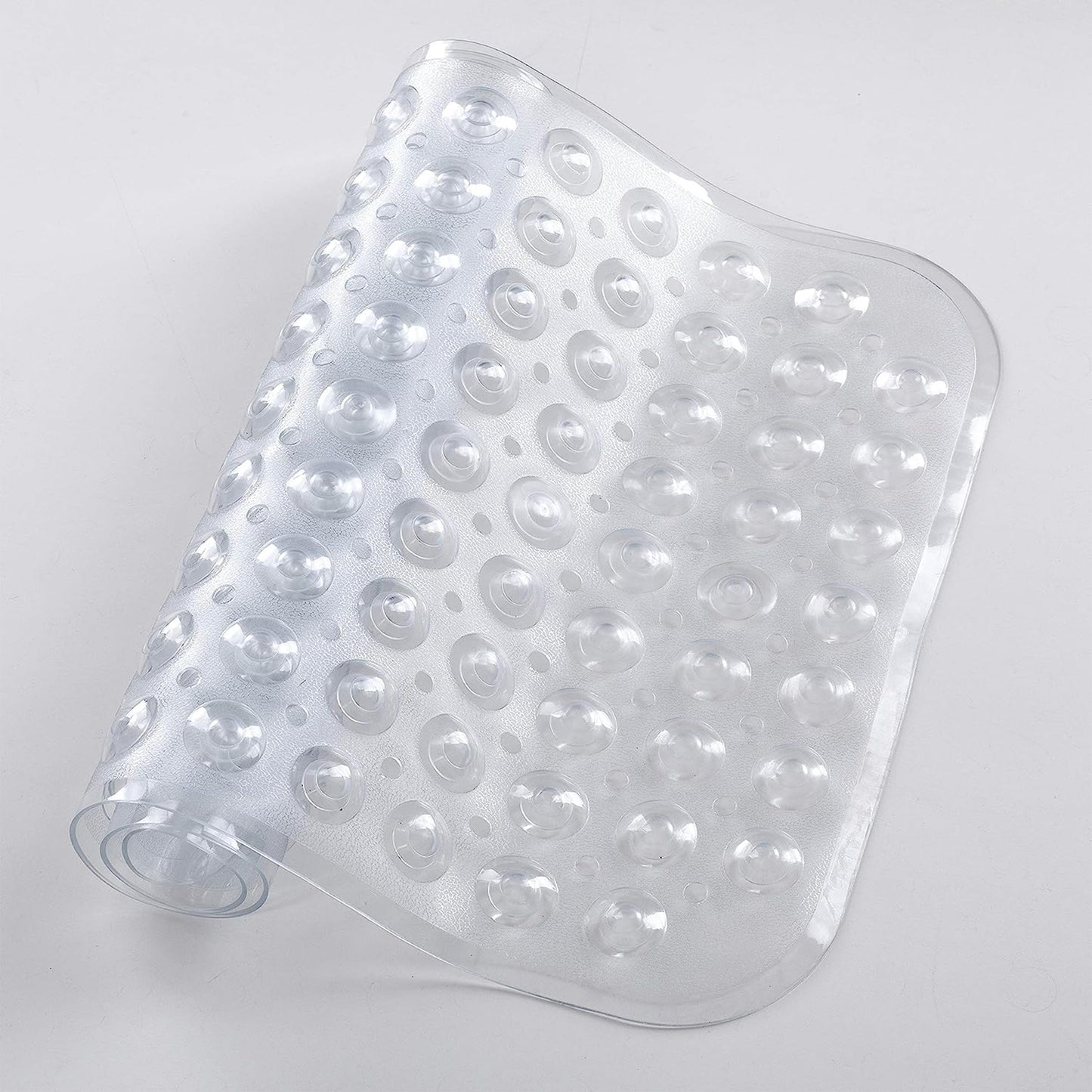 Yorkshire Bedding Shower Bath Mat Non Slip - 100x40cm Extra Long Rubber Bathroom Mat with 200 Strong Suction Cups Grip and Drain Holes - Soft Bathtub