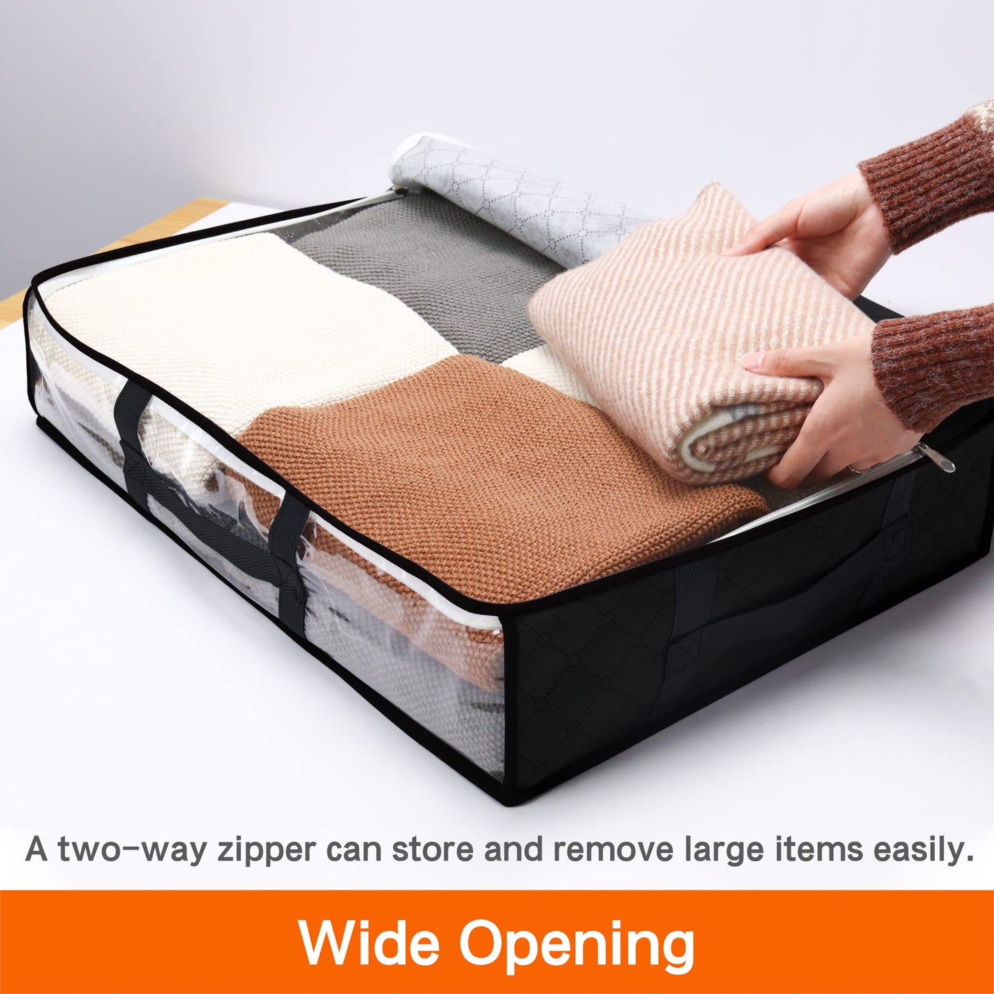 Vieshful 6 Pack Underbed Storage Bags 40L Foldable Clothes Bag Large Capacity Storage Containers with Clear Window Reinforced Handles Zippered