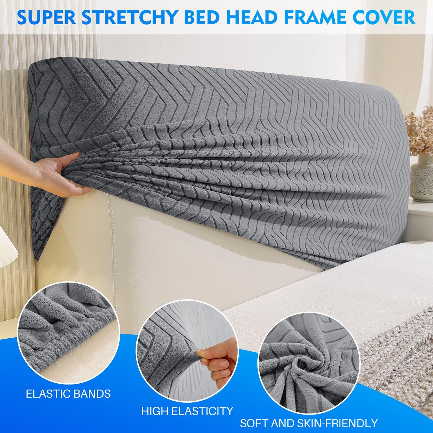 CYCMACO Elastic Bed Headboard Cover, 200 cm, Soft Stretch Bed Headboard Cover, Dustproof Bed Headboard Covers, Modern Bed Headboard Cover, Universal