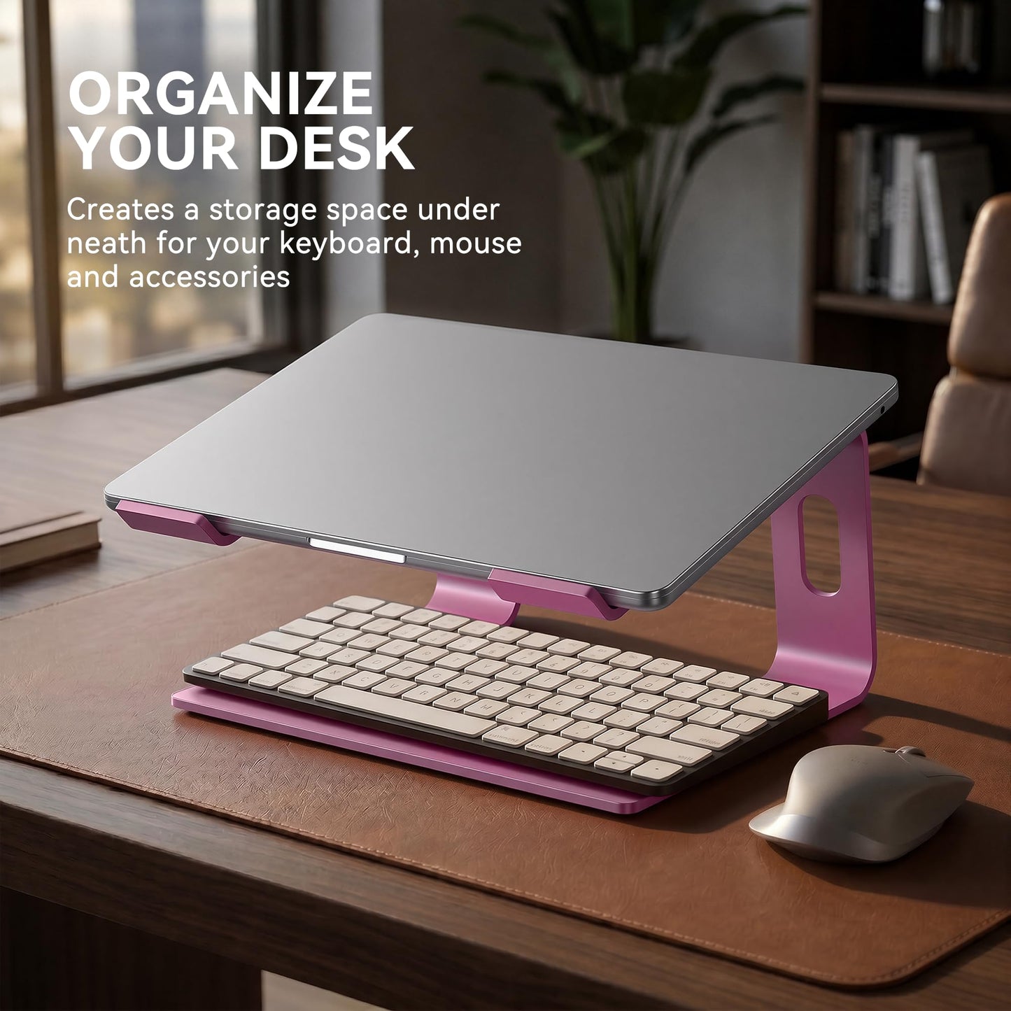 SOUNDANCE Laptop Stand, Aluminum Ergonomic Desk Riser, 10-15.6",Gold Pink