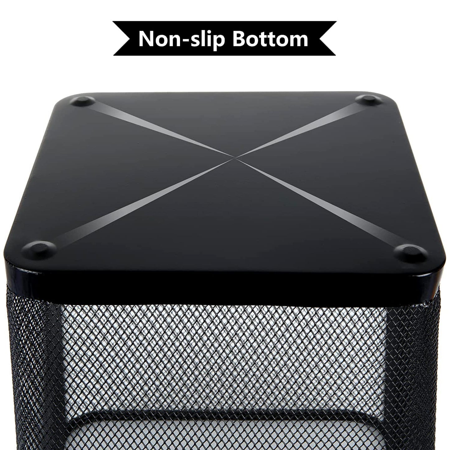 Best House Metal Mesh Square Bin - 9 Litre Black Wire Waste Basket - Lightweight and Sturdy Paper Bin for Kitchen, Home Office, Living Room, Bedroom