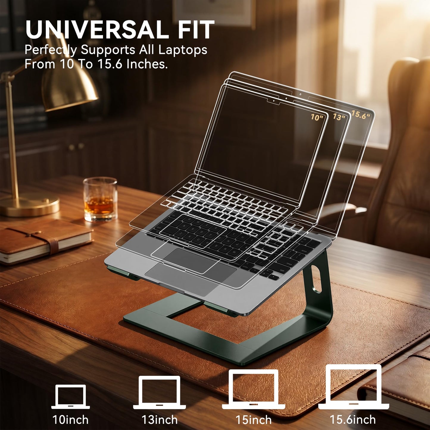 SOUNDANCE OVIFM Laptop Stand, Aluminum Computer Riser, Ergonomic Laptops Elevator for Desk