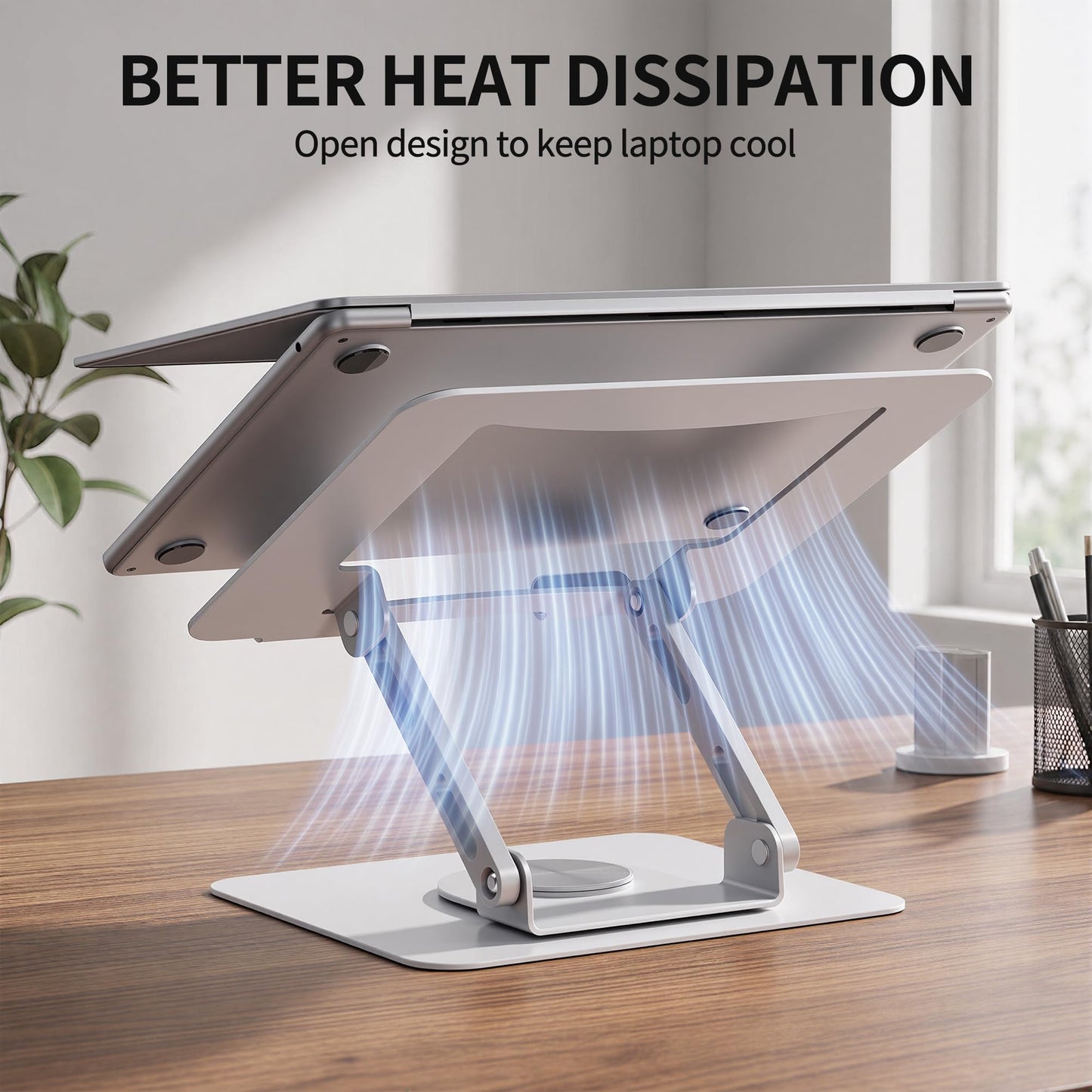 SOUNDANCE 360 Rotating Laptop Stand, Adjustable Riser,10-17", White