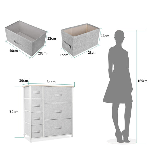 YITAHOME Chest of Drawers, Non-Woven Fabric 7-Drawer Storage Organizer Unit for Bedroom Living Room Closet, Sturdy Steel Frame, Easy Pull Fabric Bins