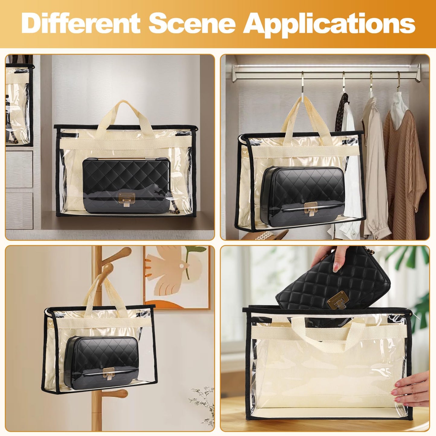 Incisite 5 Pack Dust Bags for Handbags, Large, Beige