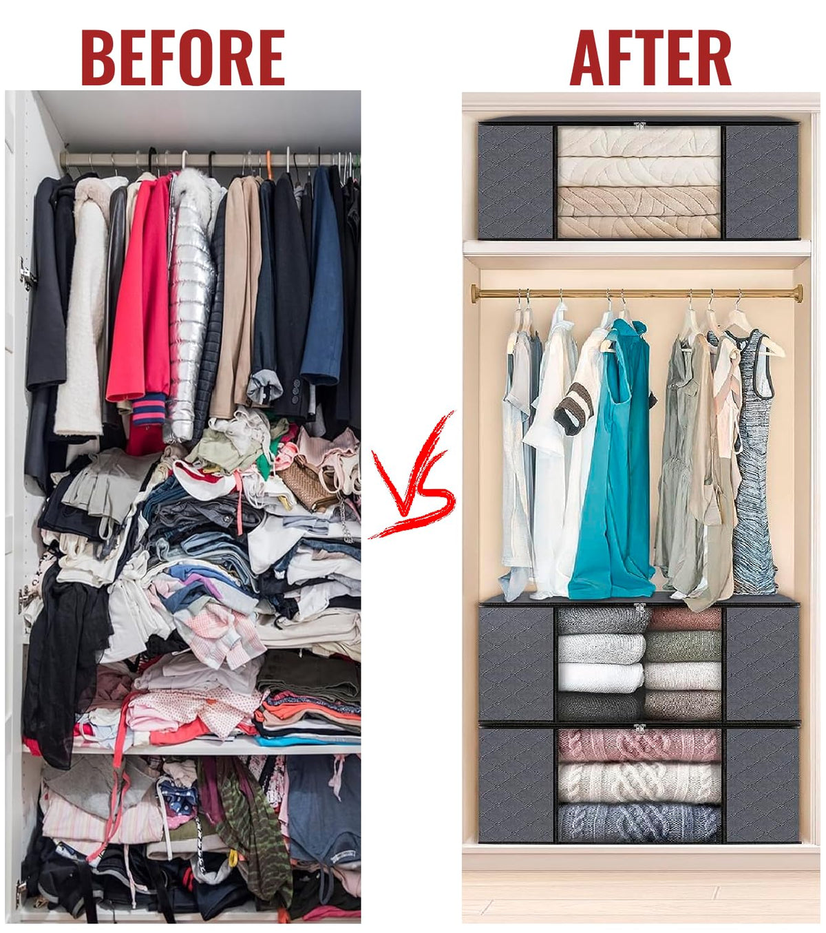 edihome, Clothes Storage Bag, 3 pieces, Wardrobe Organiser, with Reinforced Handles, Heavy Duty Cloth Pouches with Transparent Window