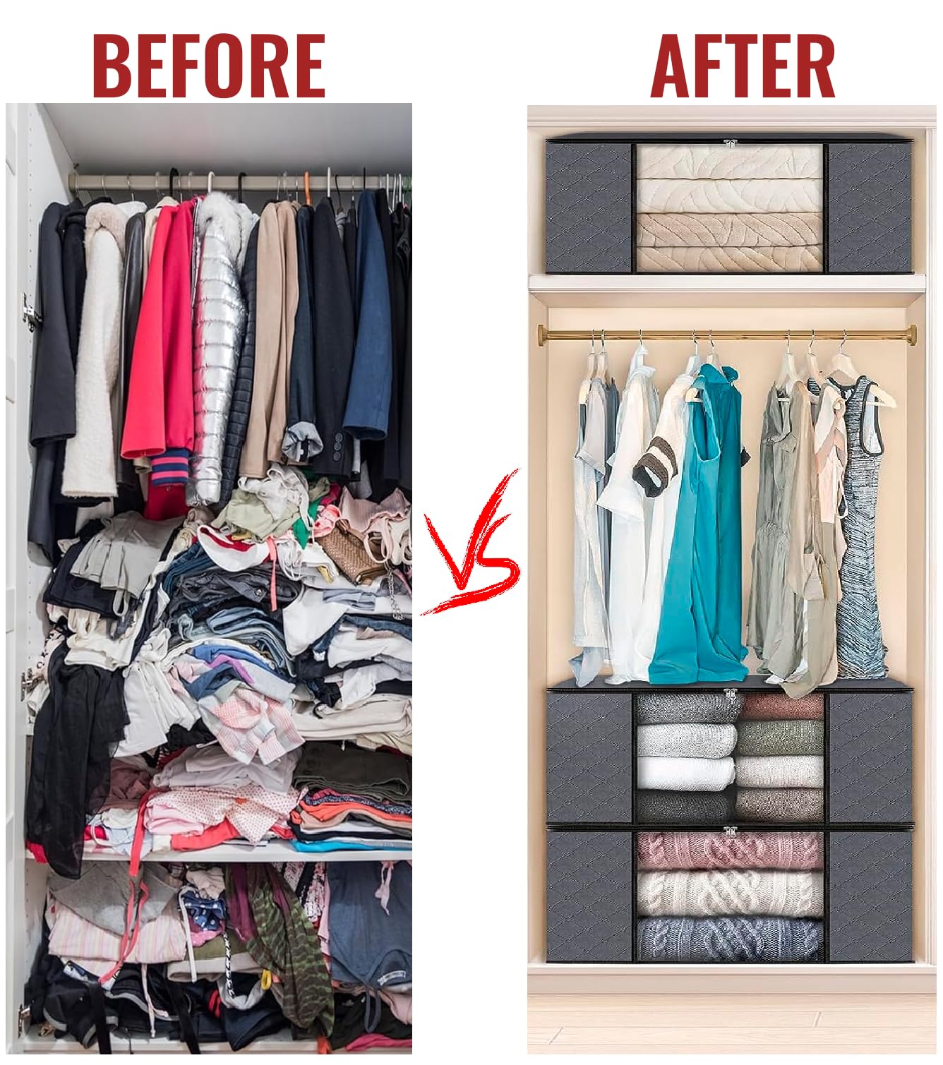 edihome, Clothes Storage Bag, (10 pieces), Wardrobe Organiser, with Reinforced Handles, Heavy Duty Cloth Pouches with Transparent Window