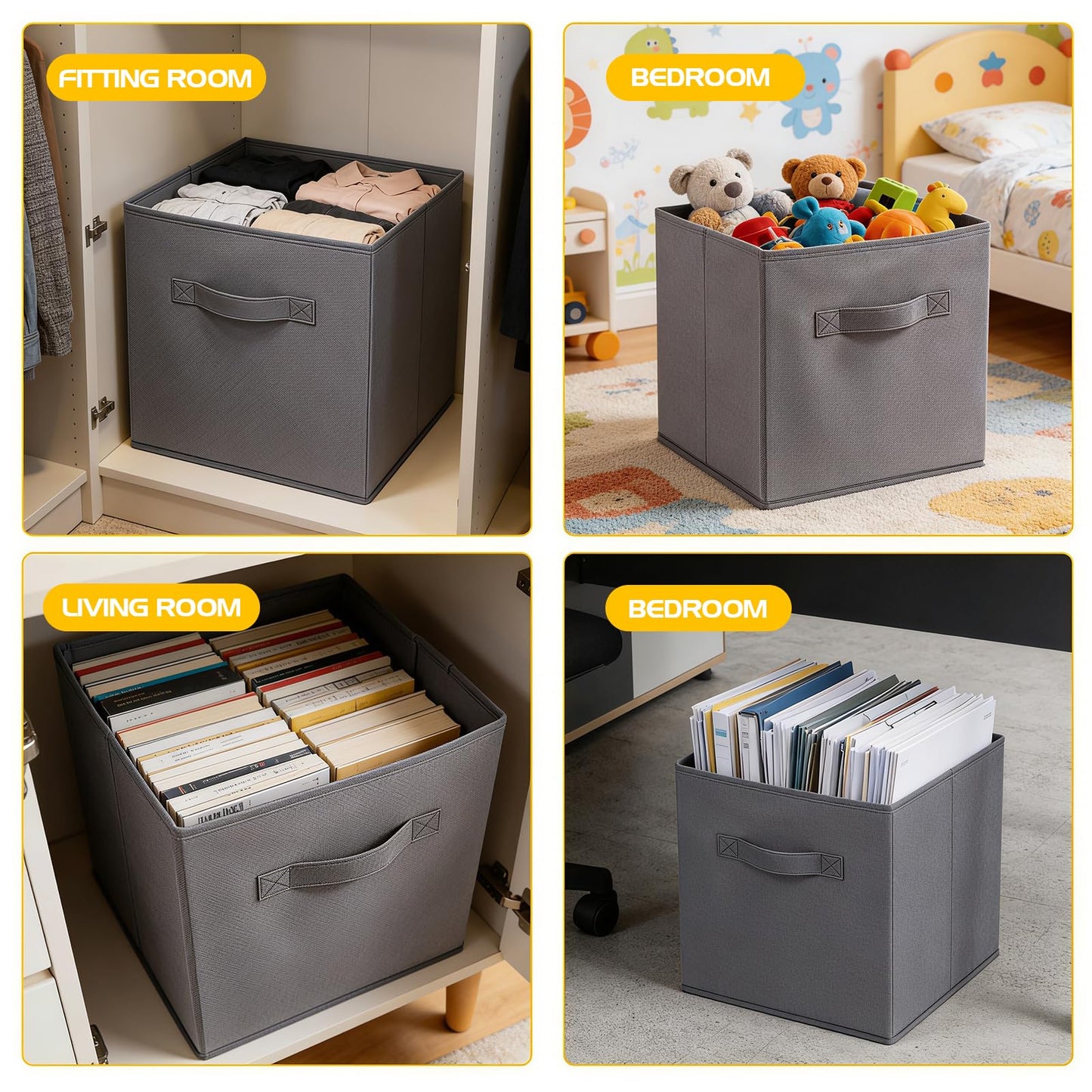 Resszo Cube Storage Boxes 27x27 Cubes Storage Cubes with Handles, Fabric Storage Boxes Foldable Storage Baskets for Closet Shelves Bedroom Organizing