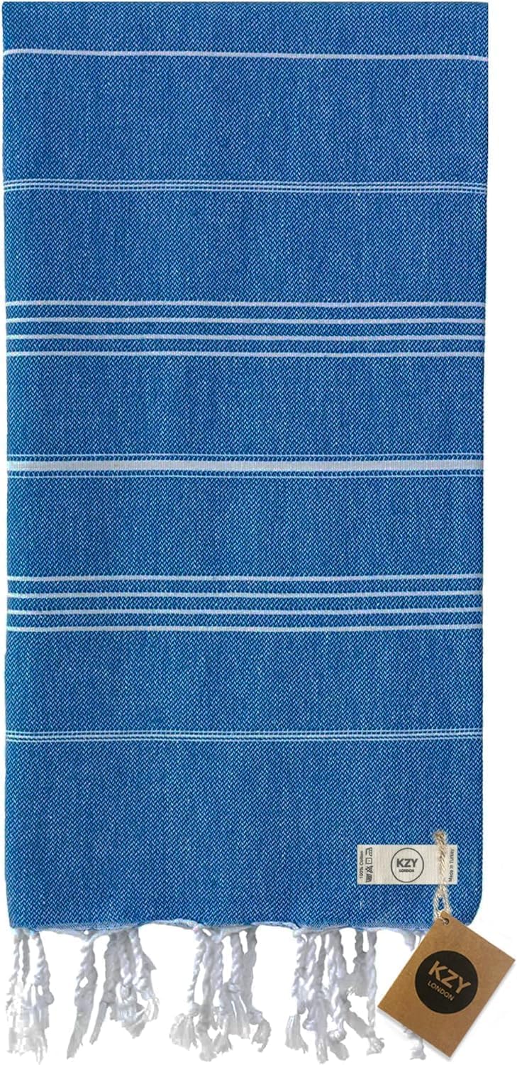 KZY LONDON Beach Towel 2 Pack Large Turkish Beach Towels for Camping, Swimming, Gym - Quick Dry, Absorbent, Lightweight
