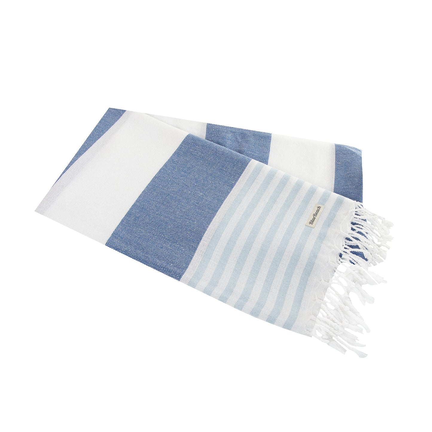 Blue Beach Turkish Towel - 100x180cm Large Turkish Hammam Peshtemal Towel - Super Absorbent, Quick Dry, Lightweight, Compact Towels for Swimming