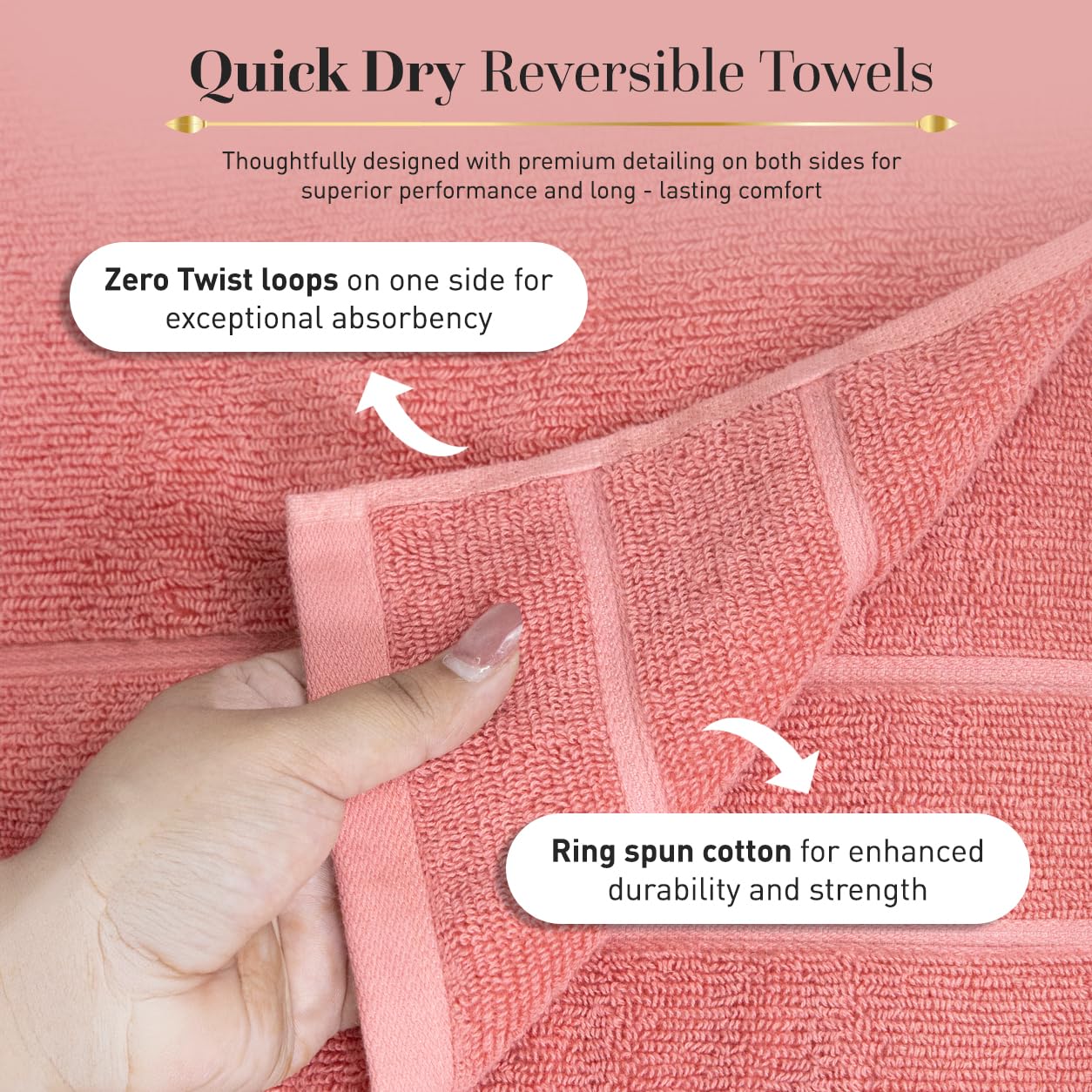2 Pack Bathroom Towel I 100% Cotton I Highly Absorbent Towels I Coral