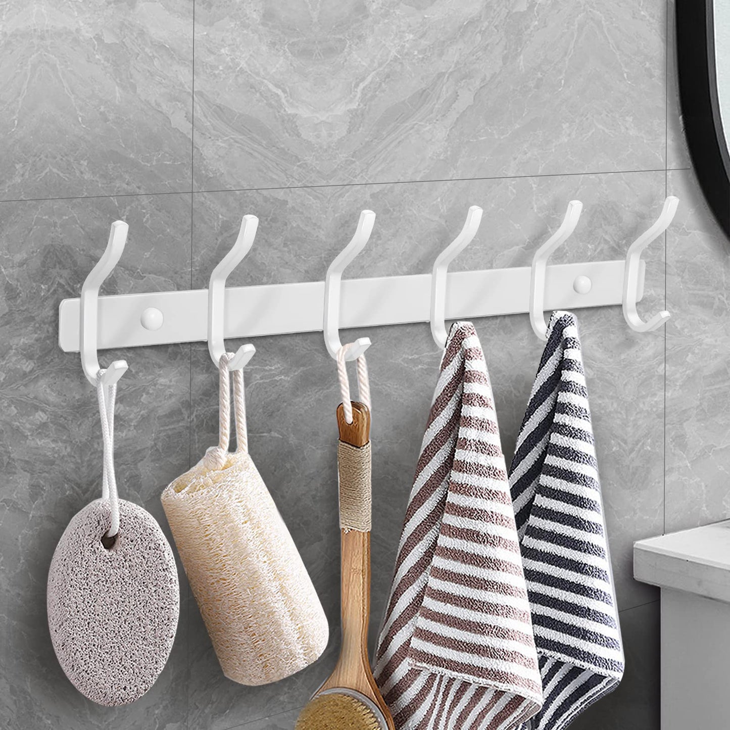 MEIJO Coat Hooks Wall Mounted, Coat Rack Wall Mounted Stainless Steel with 4 Hooks Heavy Duty Coat Hooks for Door, Bedroom, Bathroom, Kitchen