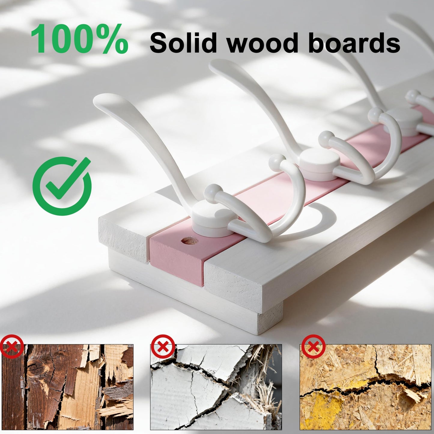 SKOLOO Coastal Wall Mounted Coat Rack - 38-1/8" Beach House Entryway Wooden Coat Hook with 10 Hooks for Hanging Coats, Hats or Towels