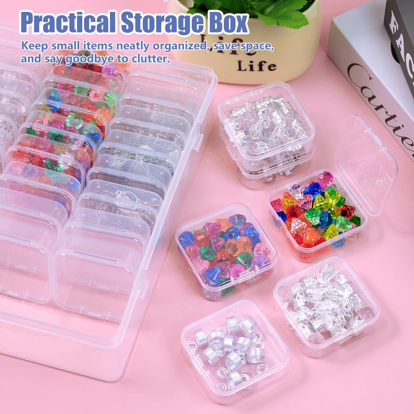 30Pcs Bead Organiser Storage Box,Small Plastic Box Clear Bead Storage