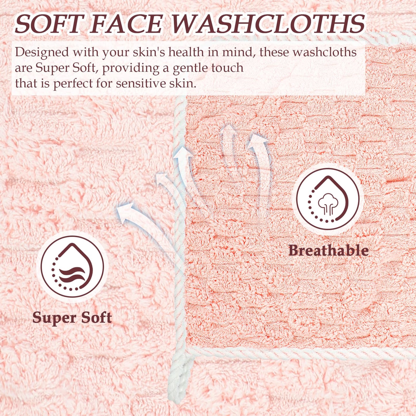 PHOGARY Flannel Face Cloth Pack 6, Reusable Microfibre Face Cloth, Makeup Remover Cloth Cleansing Cloths for Face