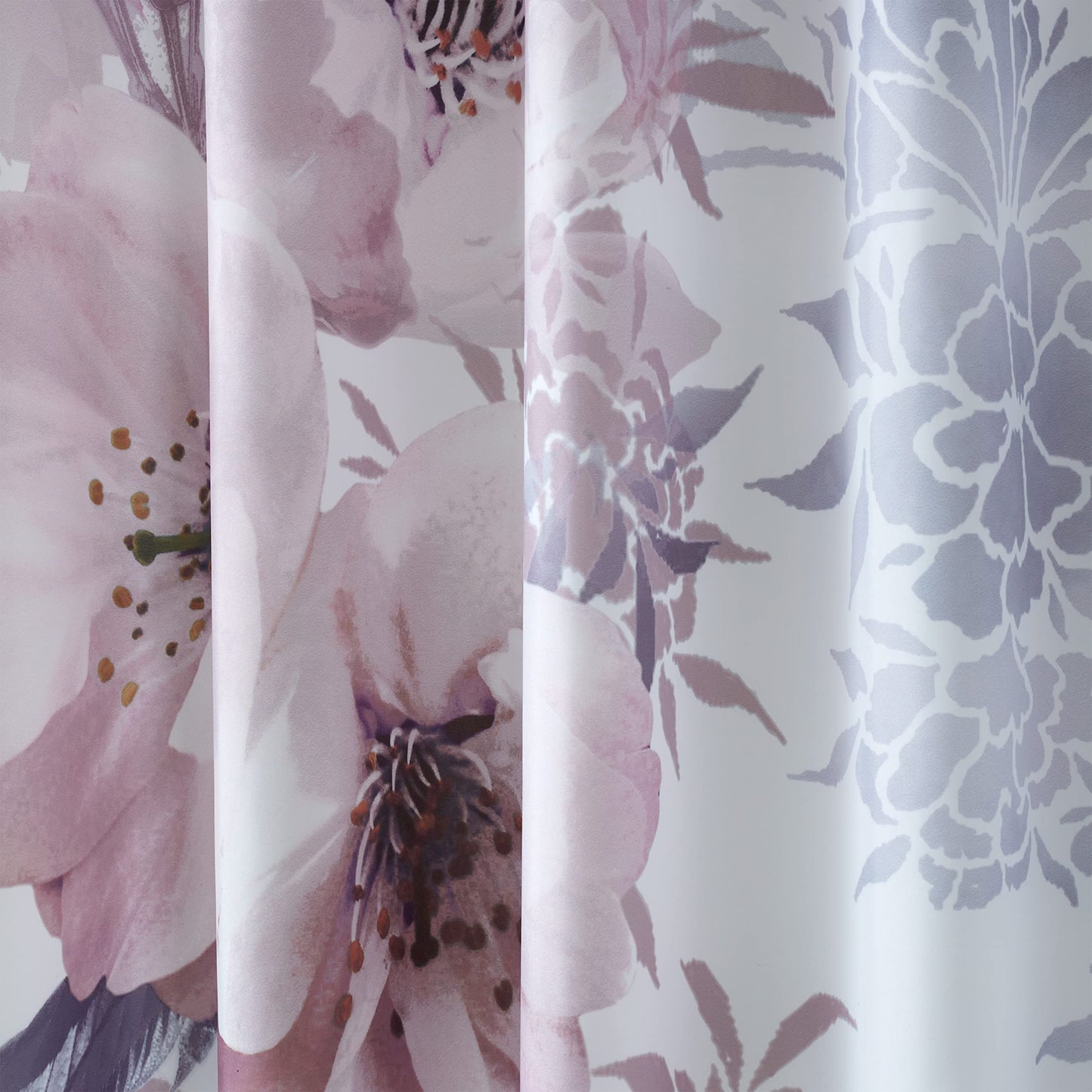 Catherine Lansfield Dramatic Floral Shower Curtain Blush Pink