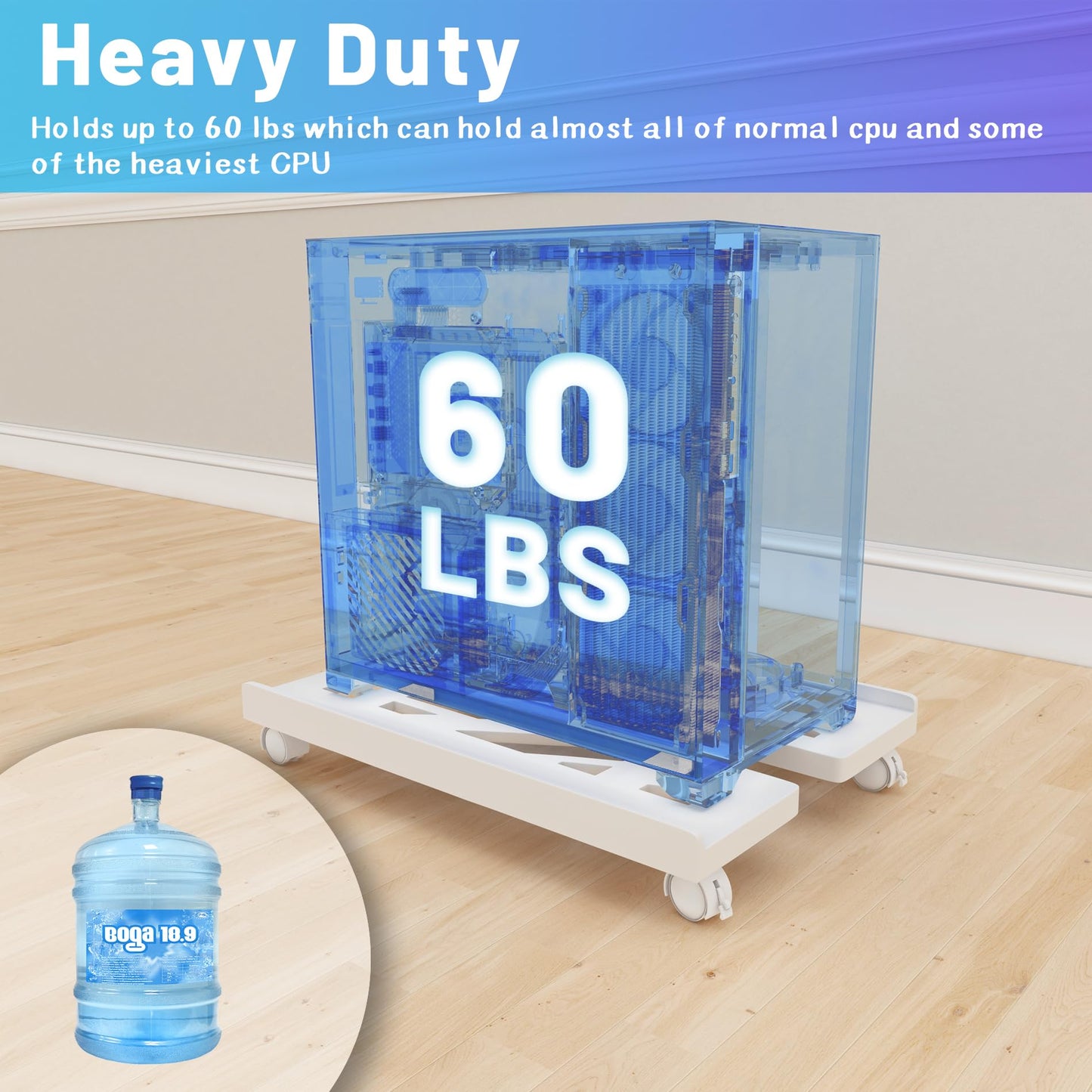Hmfmdy CPU Stand for PC, Desktop Computer Tower Stand, Adjustable CPU Holder, Universal Mobile PC Stand with Rolling Lockable Castors