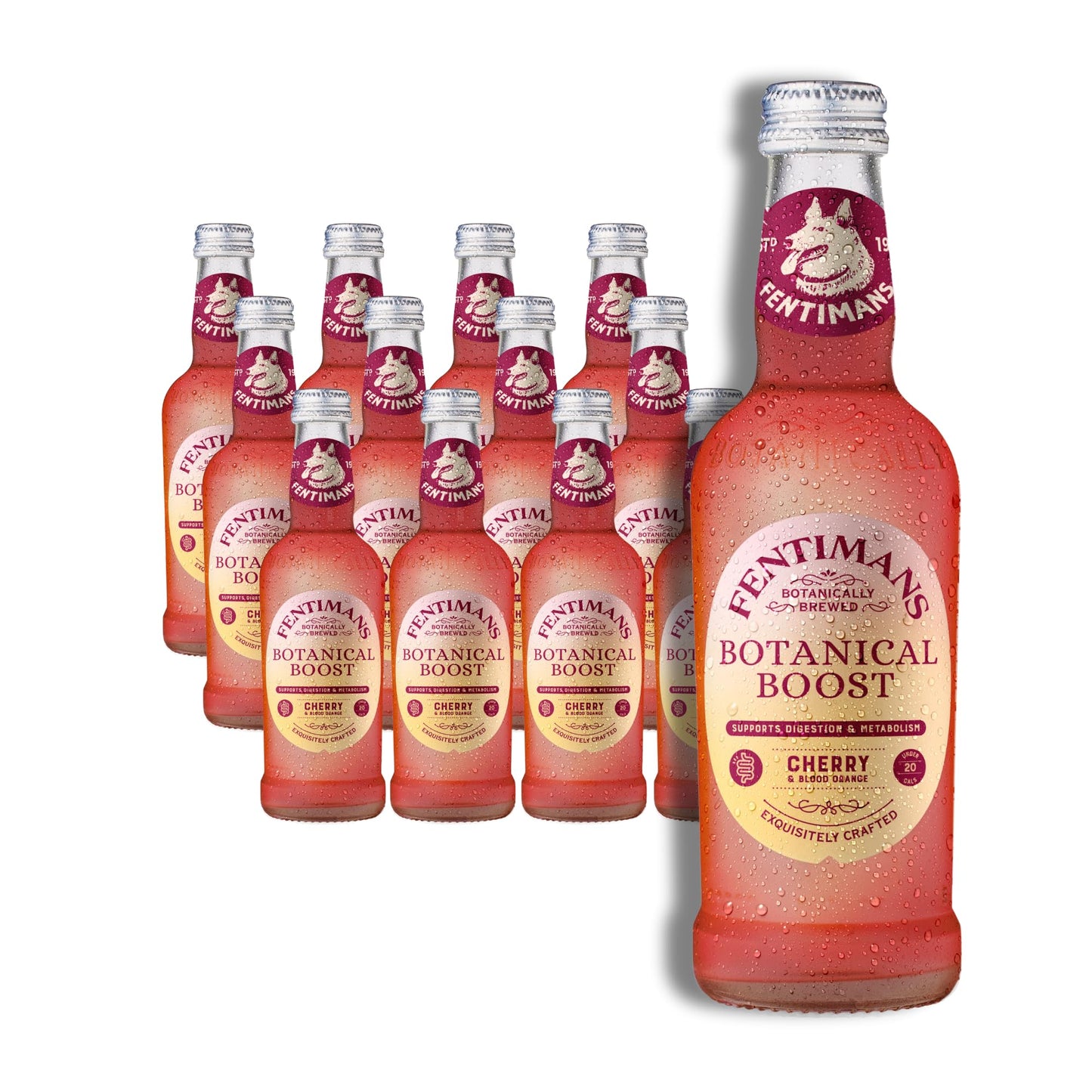 Fentimans Botanical Boost Cherry & Blood Orange - Botanically Brewed Still Soft Drink - Enriched with Vitamins & Minerals - Gluten-Free and Vegan