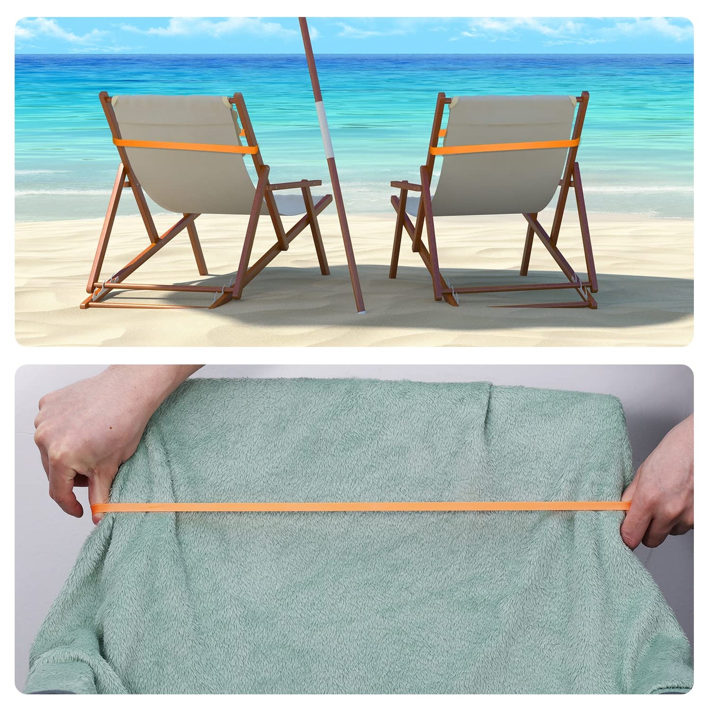 SAVITA 12 pcs Silicone Beach Towel Clips, Stretchable Beach Towel Holder Towel Bands for Beach Chair Colorful Towel Bands for Beach Chairs Pool Swim